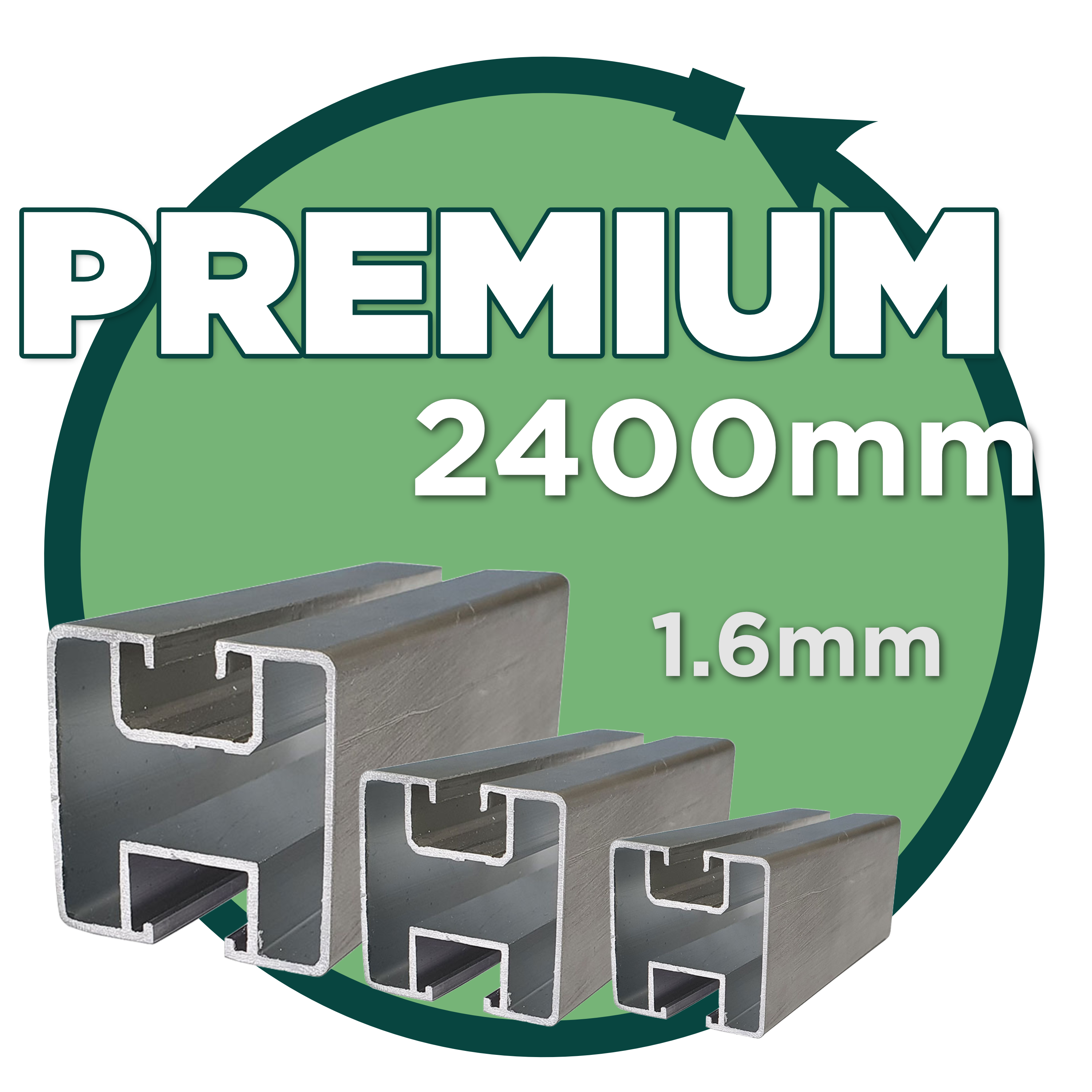 PV Montageschiene Premium — 40x40 mm, 2400 mm, 1,6 mm Wandstärke