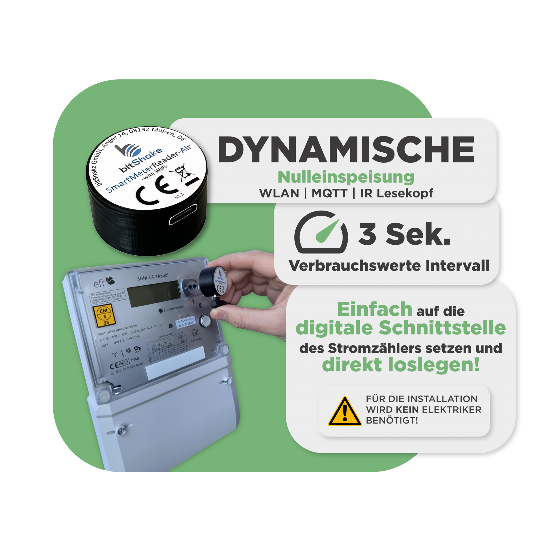 SunEnergyXT Balkonkraftwerkspeicher — 8.600 Wh / mit IR Lesekopf (bitshake) / 2000 W (Deye-SUN-M) / 20 m Schuko Kabel / 10 x Trina 440 Wp Bifazial
