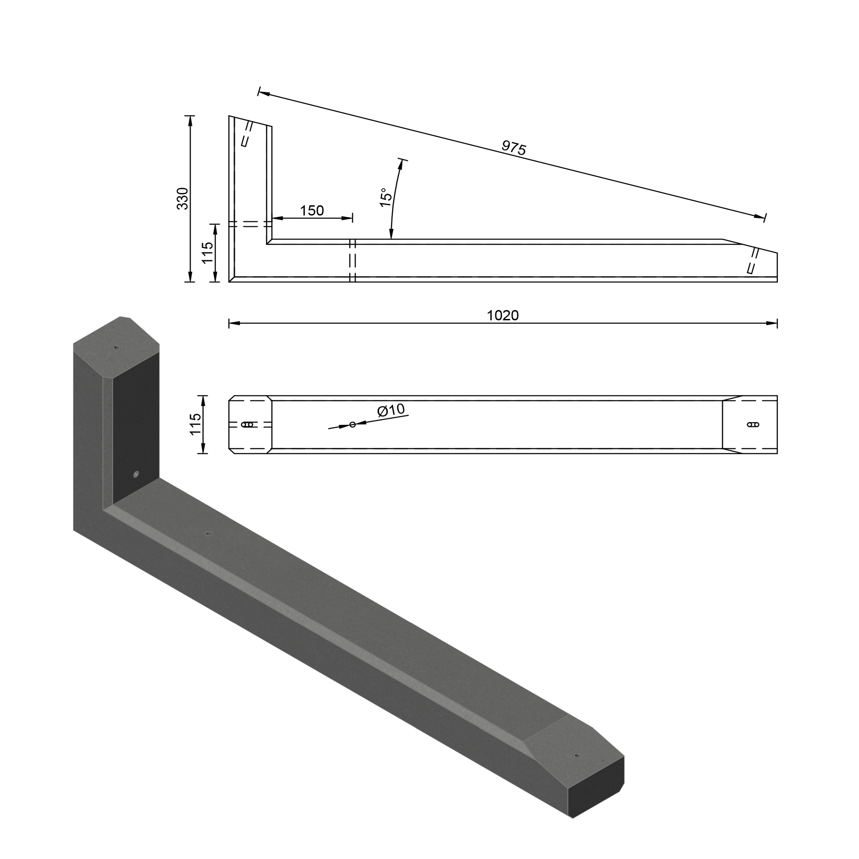 Wattstone 15° Anthrazit — PV-Aufständerung aus Feinbeton