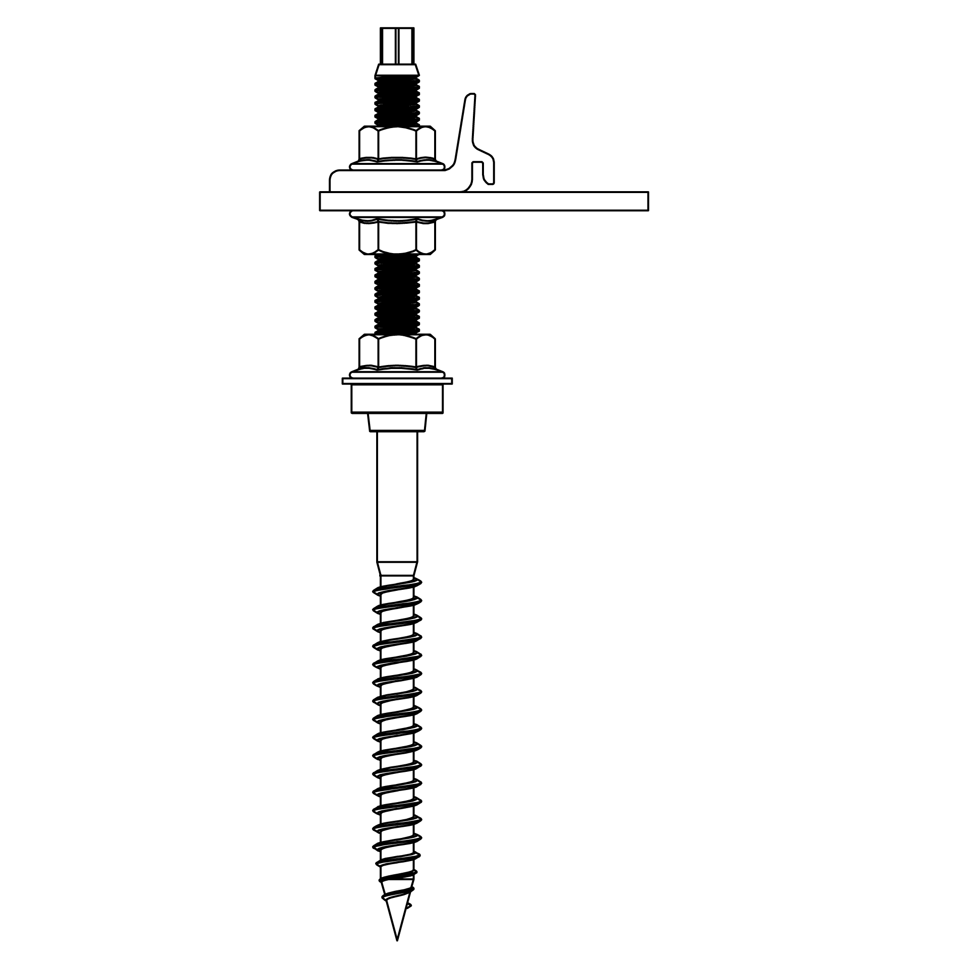 K2 Systems - RF HB CR M12x250 PA BC — Stockschraube, vormontiert, Sechskant SW 9mm (2003276)