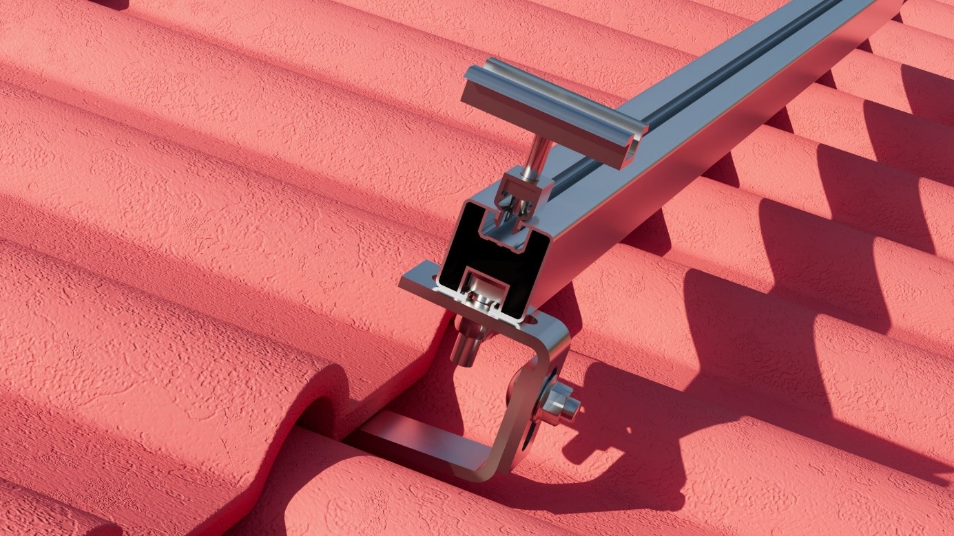 Balkonkraftwerk-Halterung — Schrägdach/Ziegeldach 2x PV-Module RH 30 mm