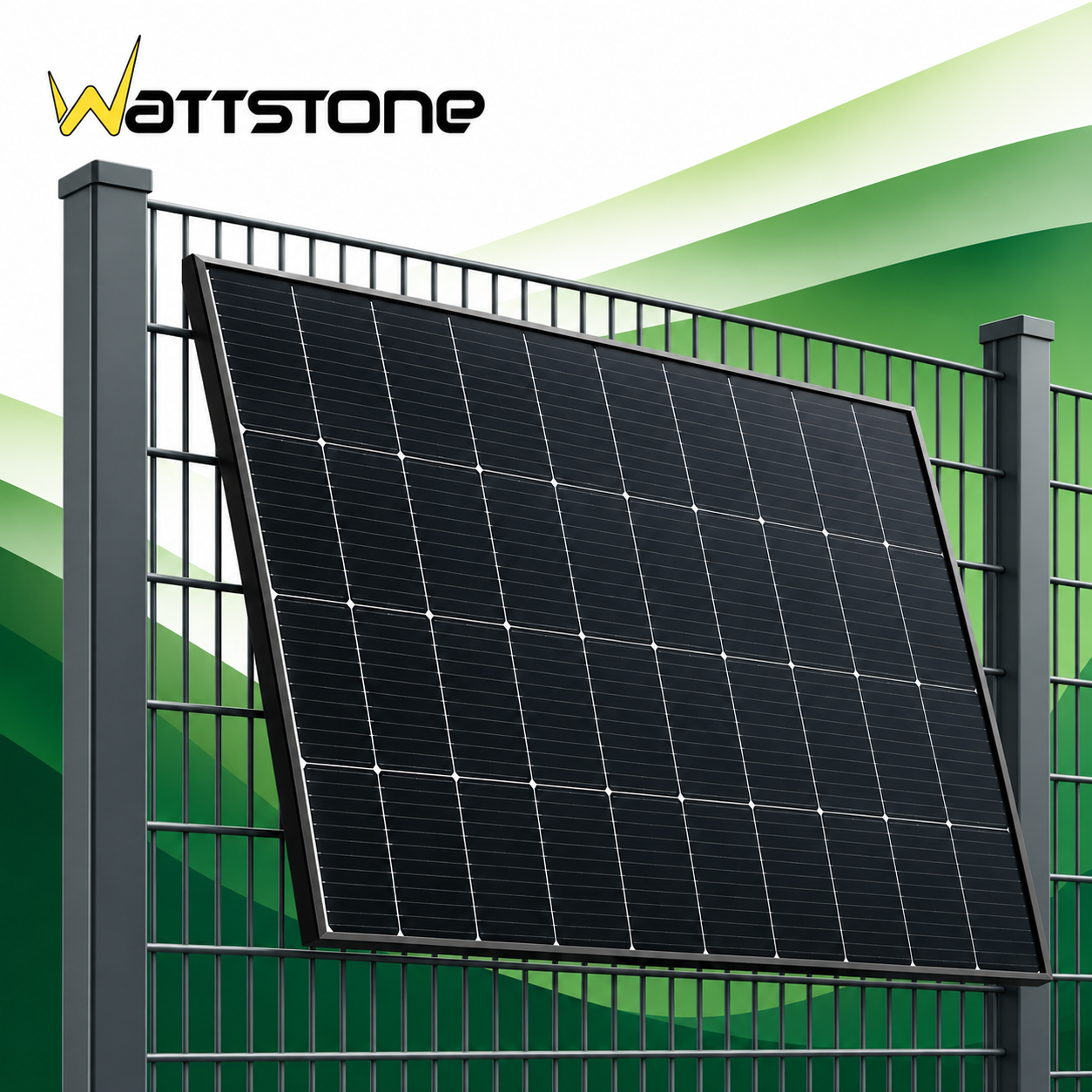 Wattstone ZaunPV Flexx — Montageset für angewinkeltes PV-Modul am Doppelstabmattenzaun