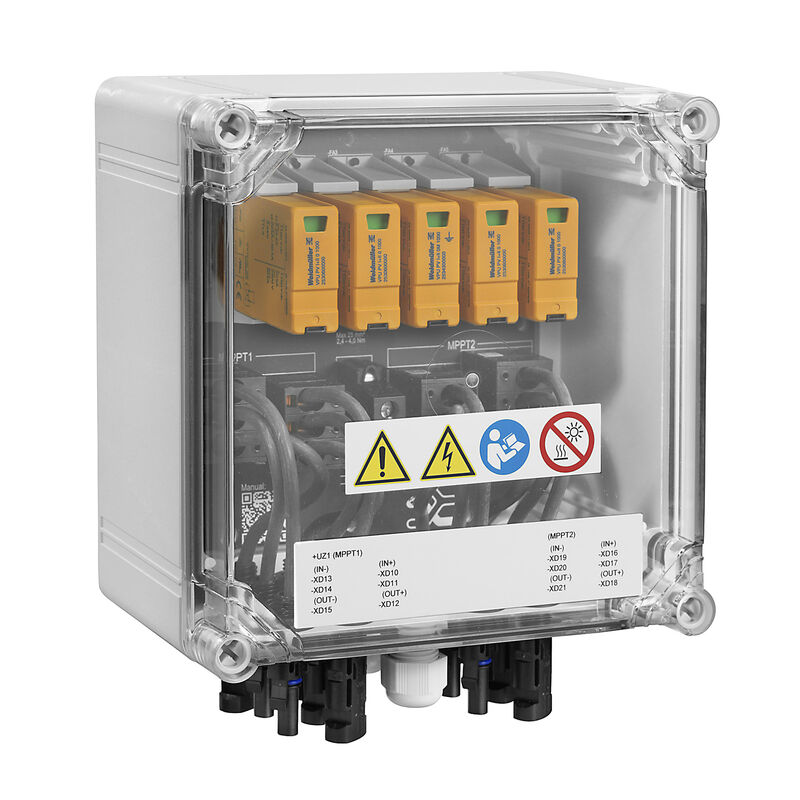 Weidmüller PVN DC 2I 1O 2MPP SPD1R WM4 11 — GAK für 2 MPPT / 4 Strings / Typ 1 + 2 Blitz- & Überspannungsschutz