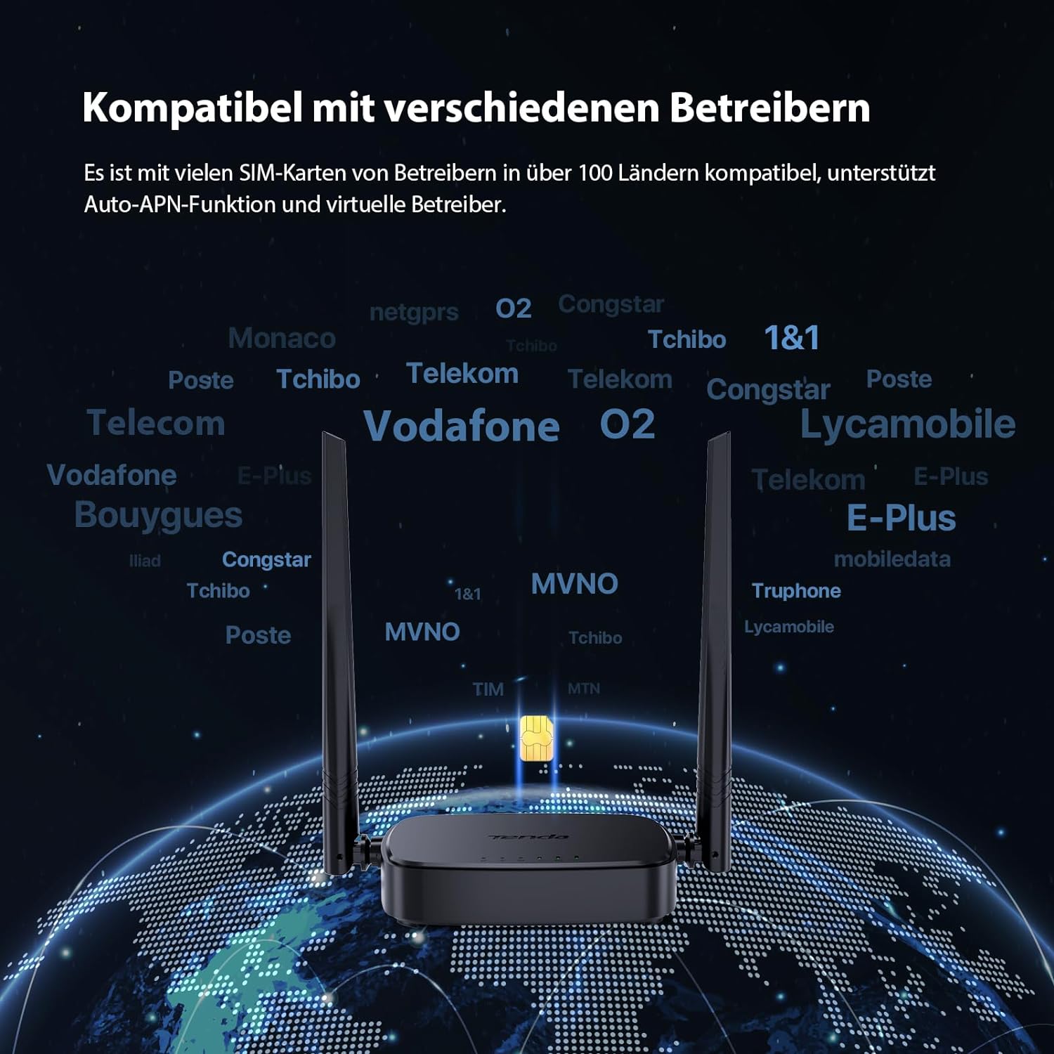 Tenda 4G03 Pro 4G LTE Router — WLAN Router für Nano-SIM-Karten (N300, 150 Mbit/s im Download, 300 Mbit/s 2,4 GHz)