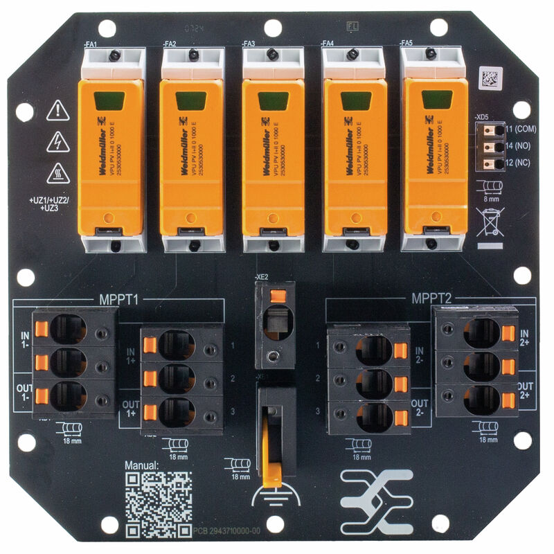 Weidmüller PVN DC 2I 1O 2MPP SPD1R WM4 11 — GAK für 2 MPPT / 4 Strings / Typ 1 + 2 Blitz- & Überspannungsschutz