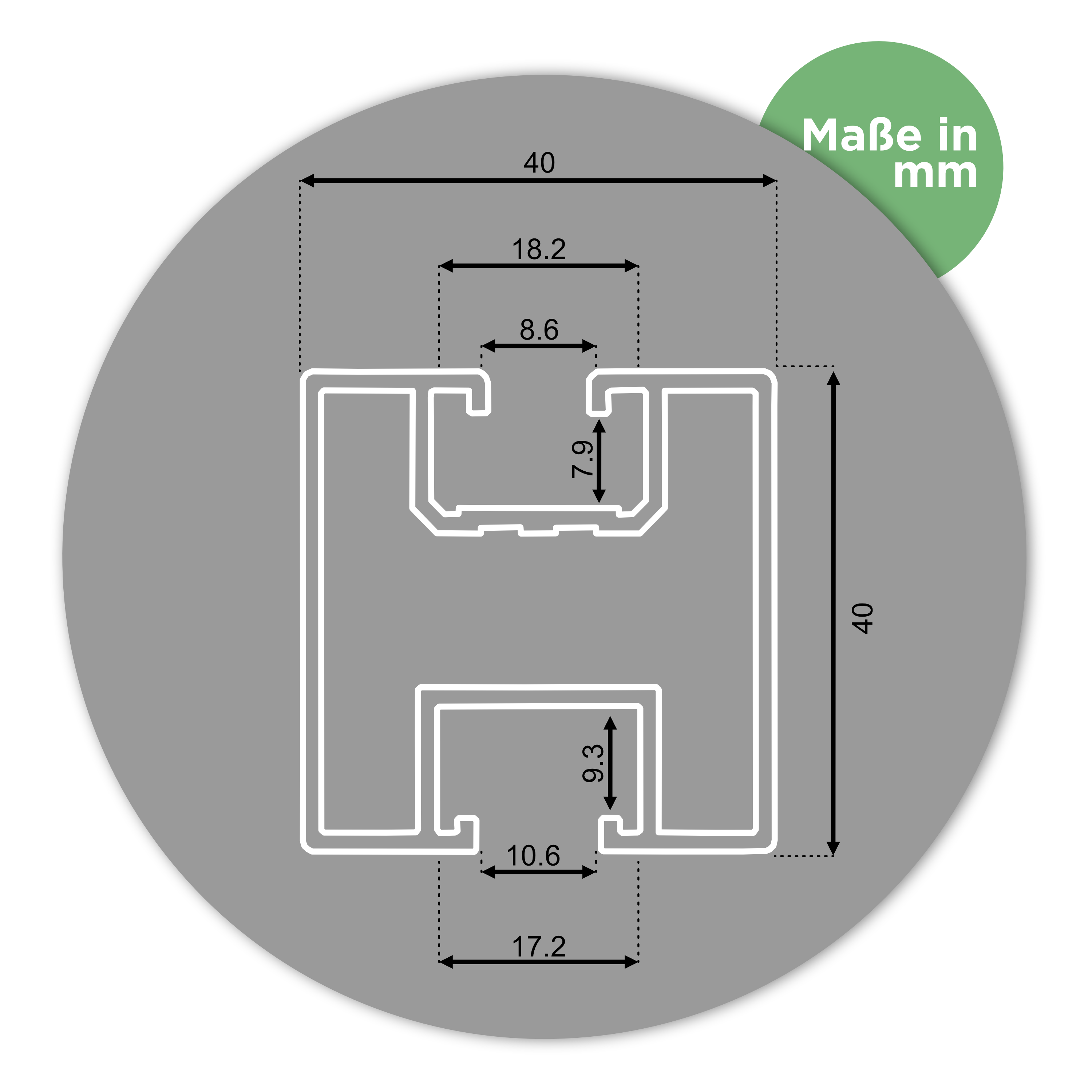PV Montageschiene Basic — 40x40 mm, 2400 mm, 1,3 mm Wandstärke