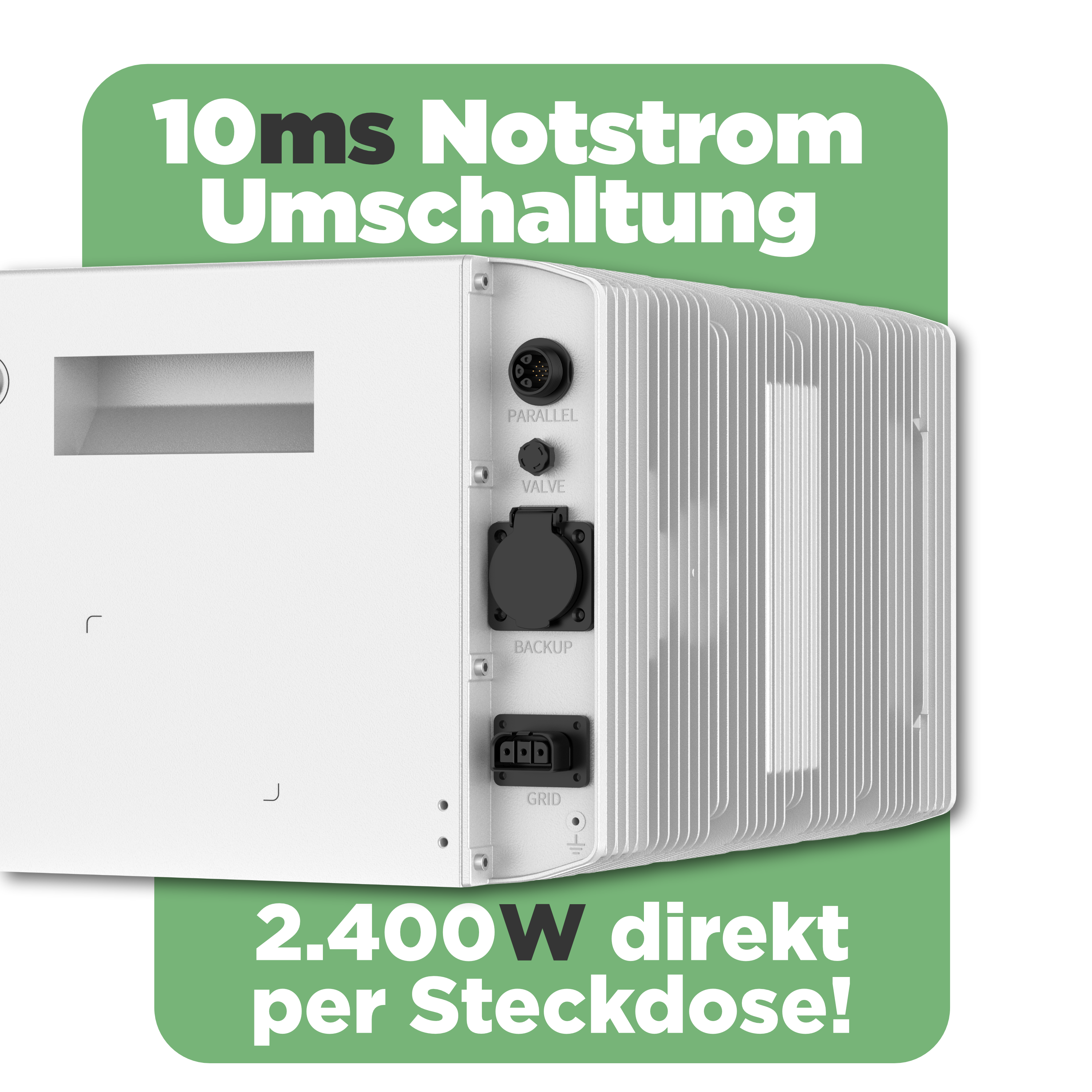SunEnergyXT 500 PRO — 5 kWh Balkonkraftwerk Speicher mit 2.400W Wechselrichter, 4 MPPT & Notstromfunktion (LiFePO4, erweiterbar auf 30 kWh)
