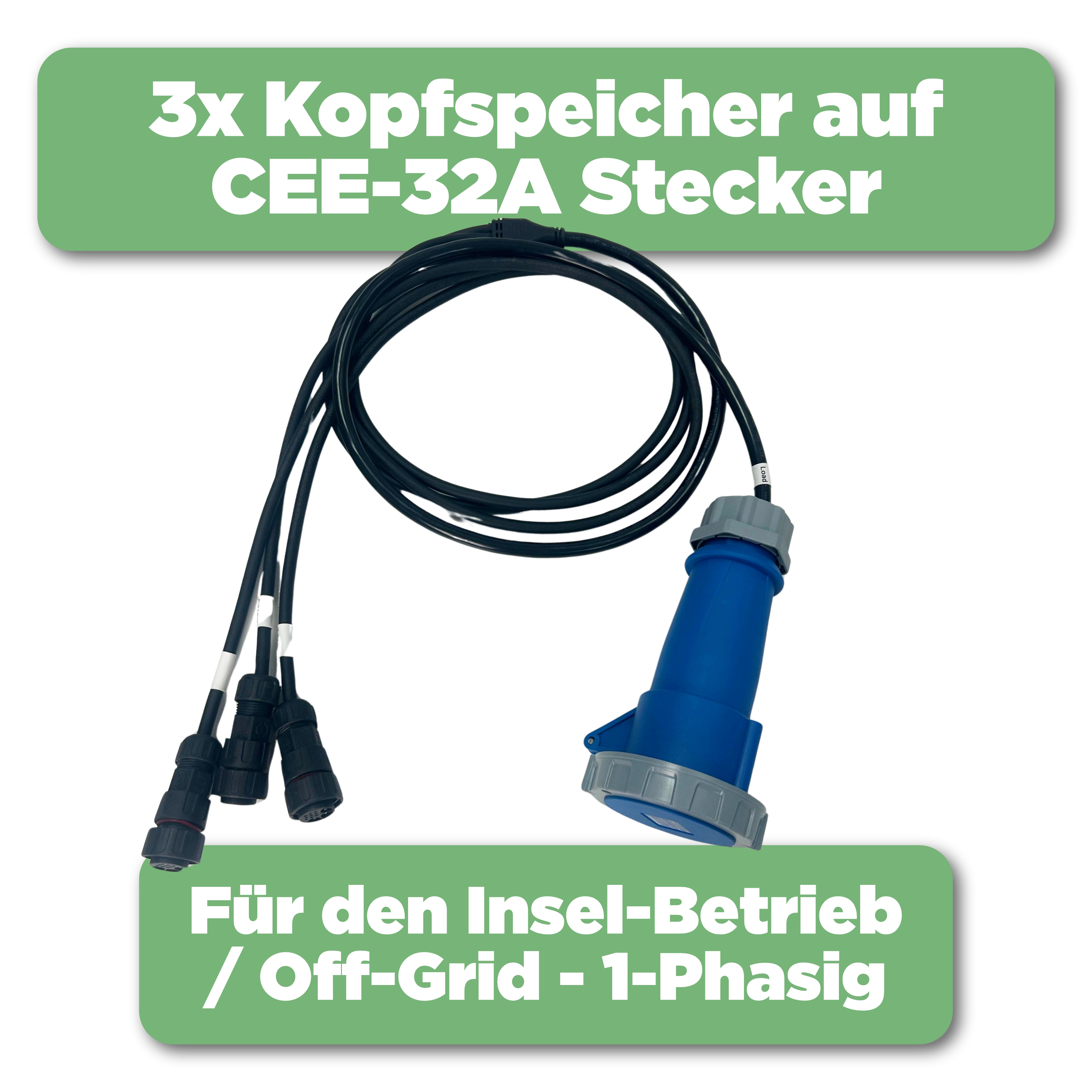 SunEnergyXT 500 CEE Insel- Notstromadapter — Bis zu 3 Kopfspeicher an 1-Phase
