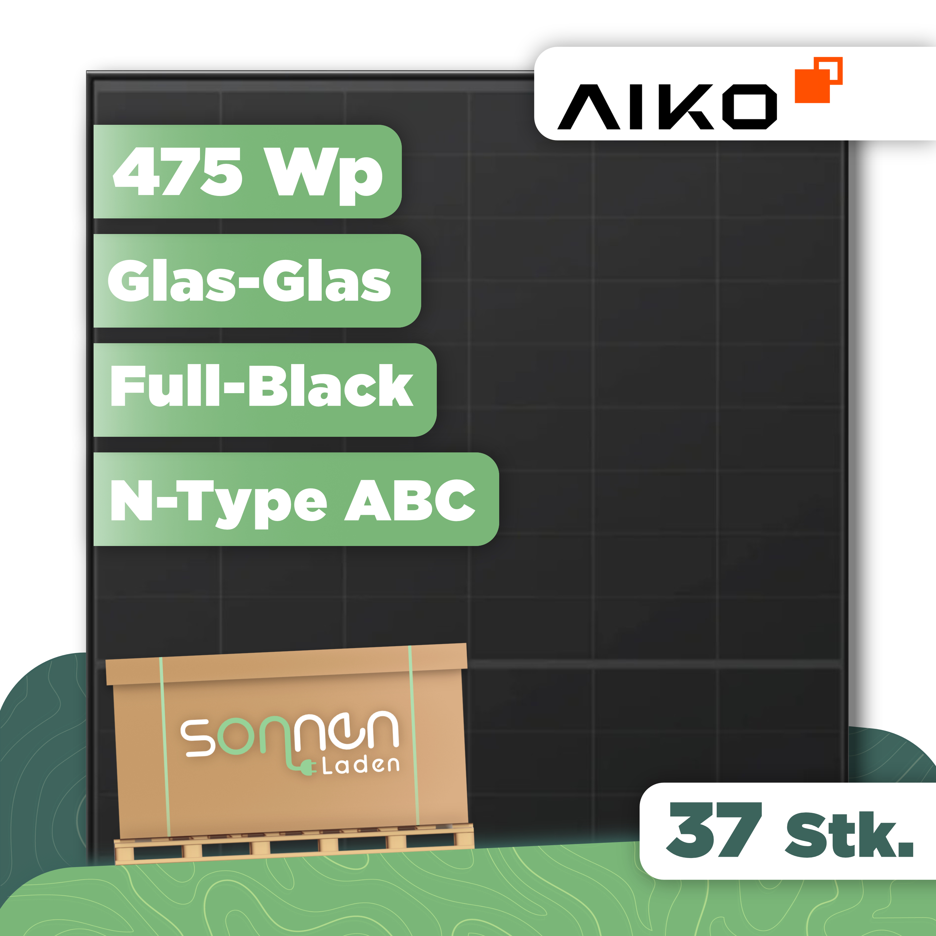 Aiko Neostar 3S+ AIKO-A-MCE54Db — 475 Wp Glas-Glas Full Black - 37 Stk (Palette)