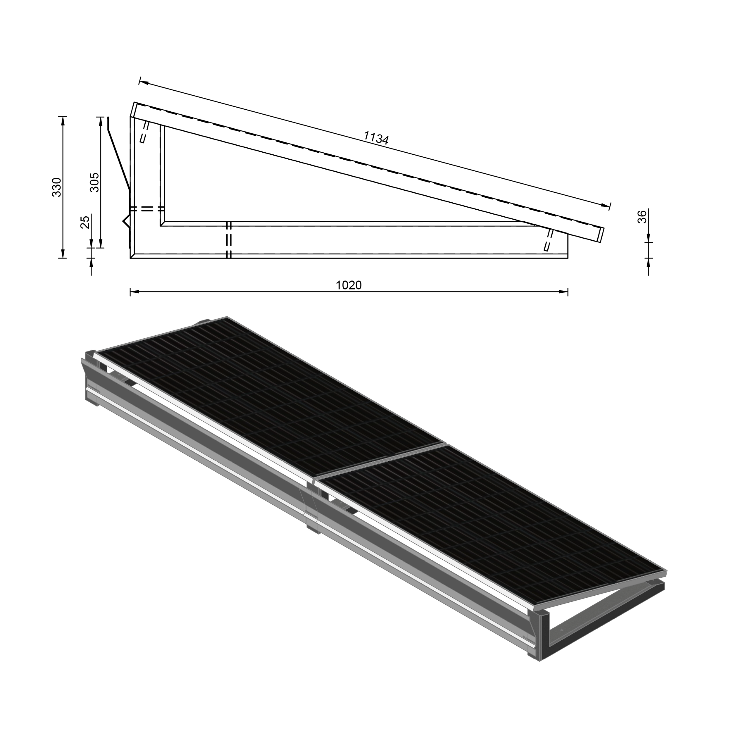 Wattstone 15° Naturgrau — PV-Aufständerung aus Feinbeton