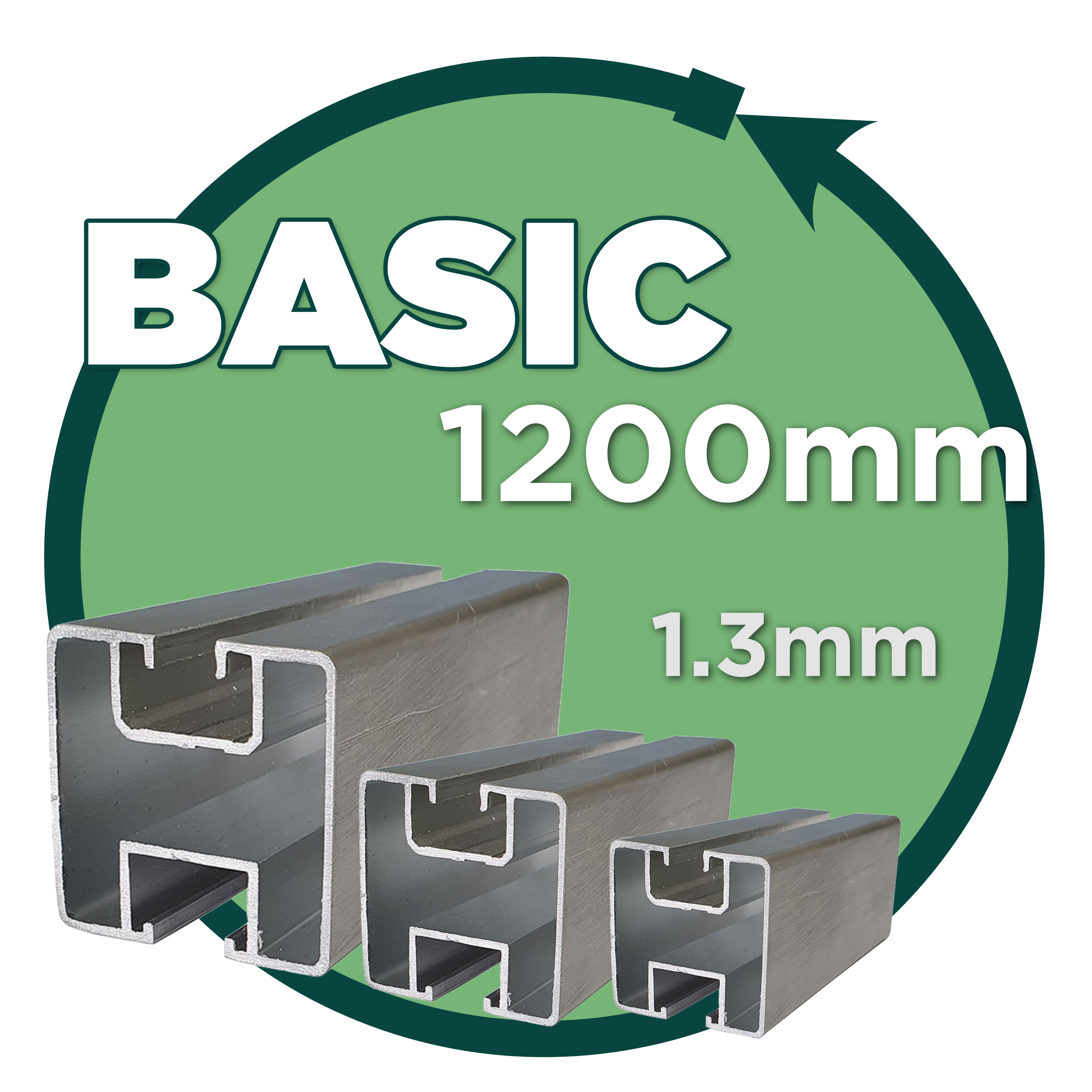 PV Montageschiene Basic — 40x40 mm, 1200 mm, 1,3 mm Wandstärke