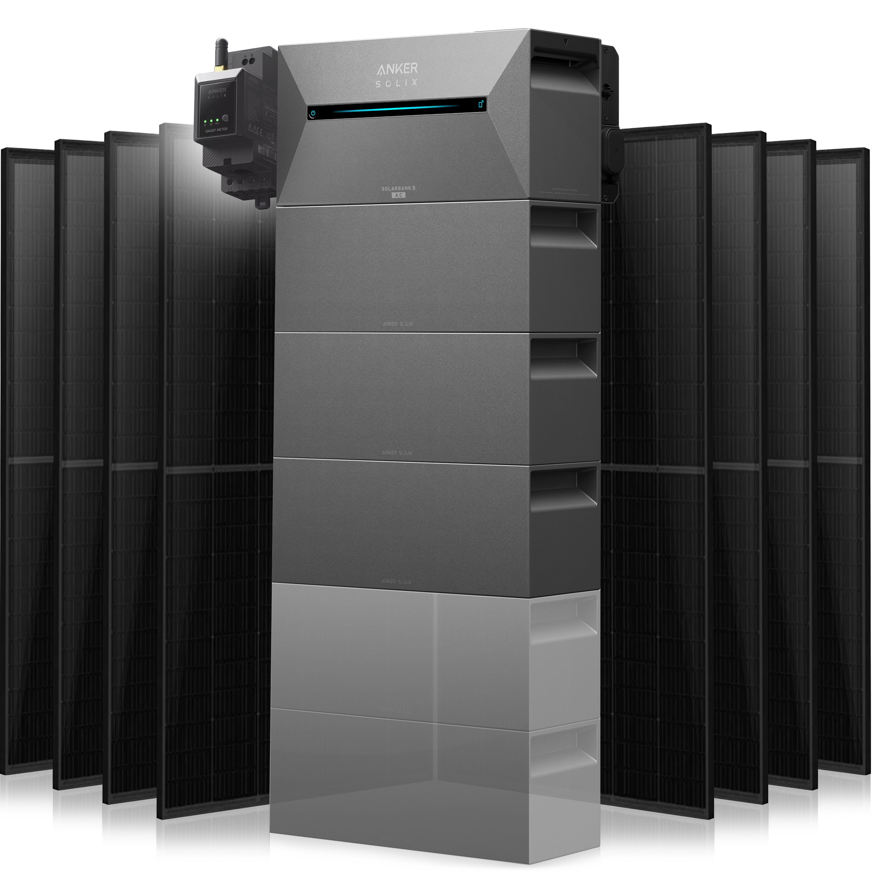 Anker Solix Solarbank 3 Pro Set 4000 Wp — 500 Wp (Full Black) / 8 Module / 10,8 kWh / mit Anker Smart Meter