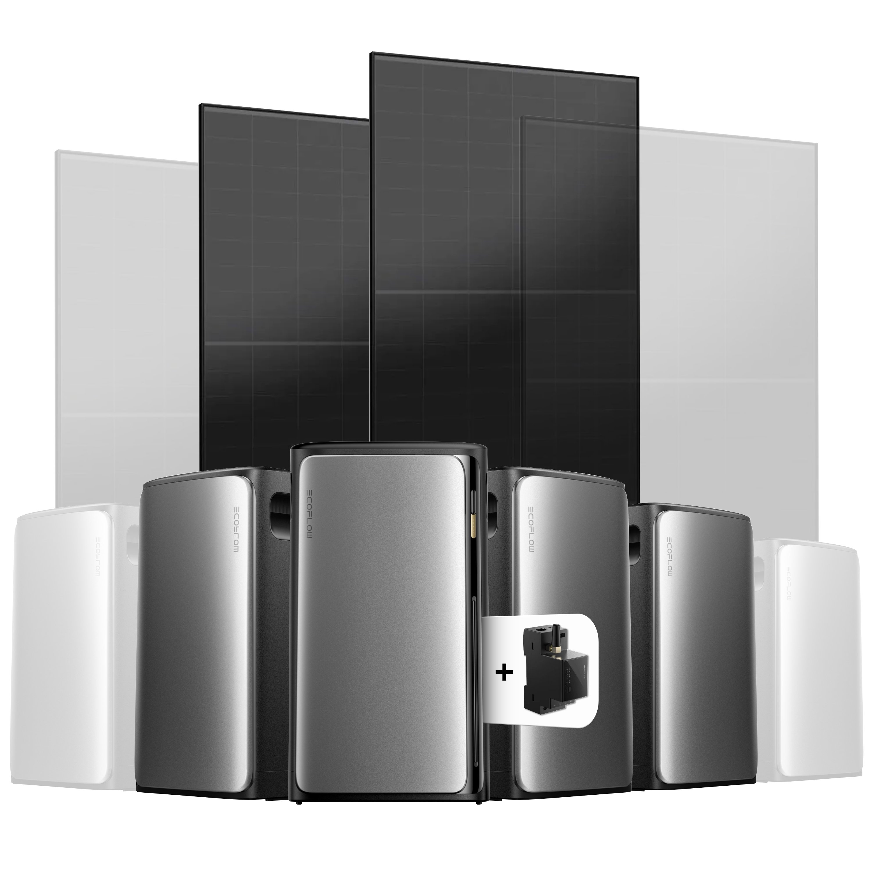 EcoFlow Stream Balkonkraftwerk Set 1000 Wp — Stream Ultra / 500 Wp (Full Black) / 2 Module / 7,68 kWh / mit EcoFlow Smart Meter