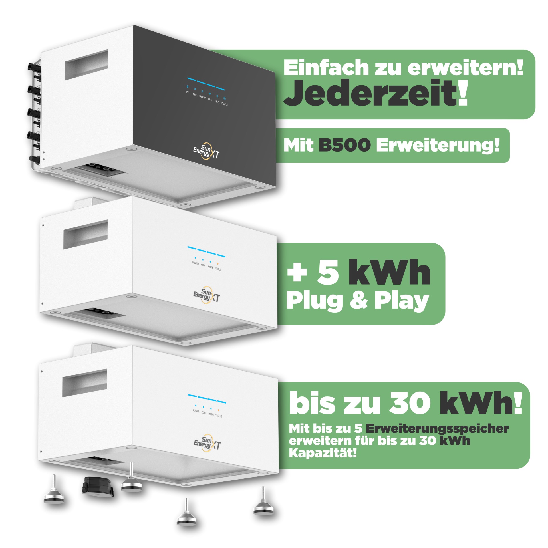 SunEnergyXT 500 Serie 4000 Wp — SunEnergyXT 500 Pro (2400 W) / 30 kWh / IR Lesekopf / Solyco 500 Wp / 8 Module