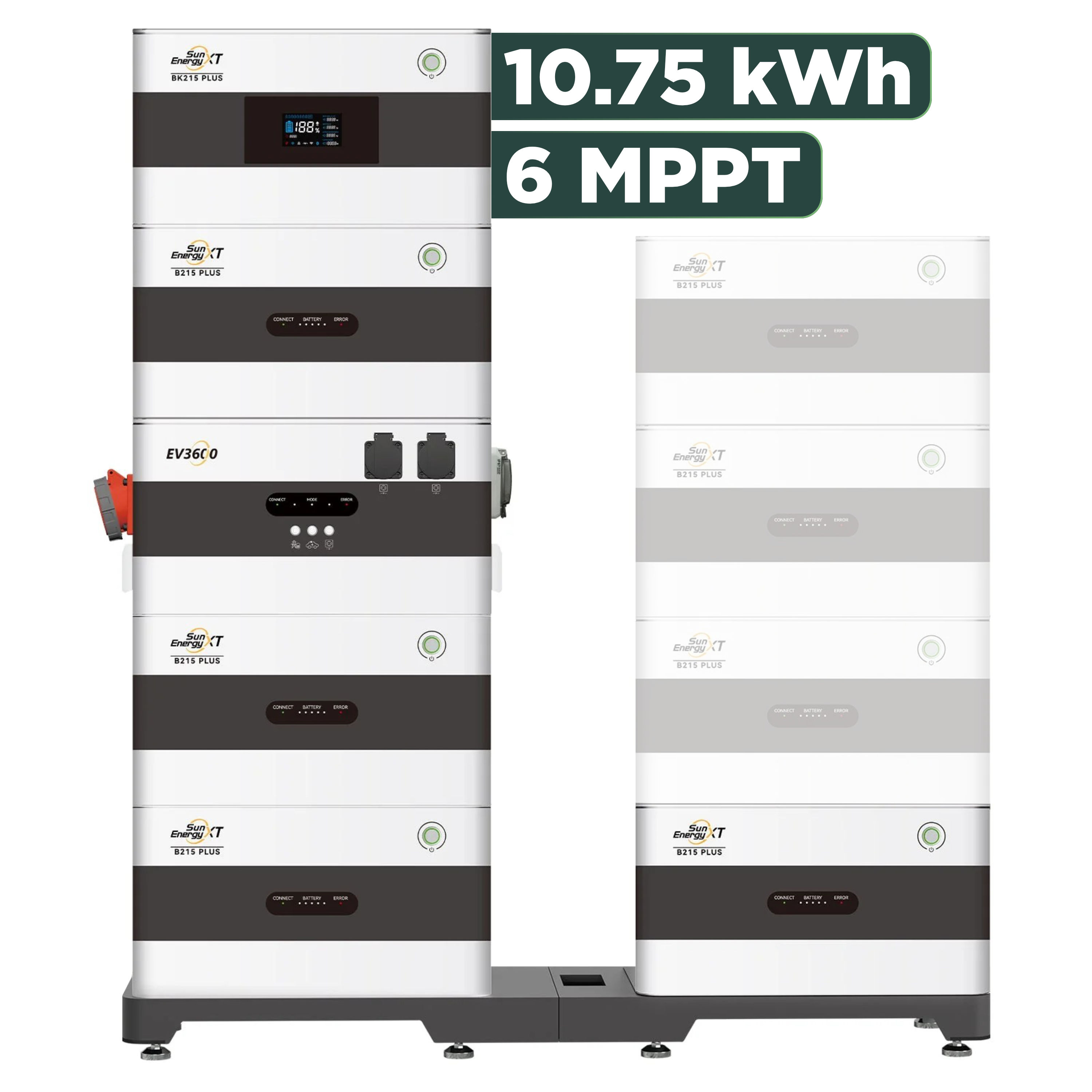 SunEnergyXT Plus (bis 17,2 kWh) Konfigurator 500 Wp — mit BK215 / 10,75 kWh / mit EV3600 / Solyco 500 Wp Bifazial / 12 Module
