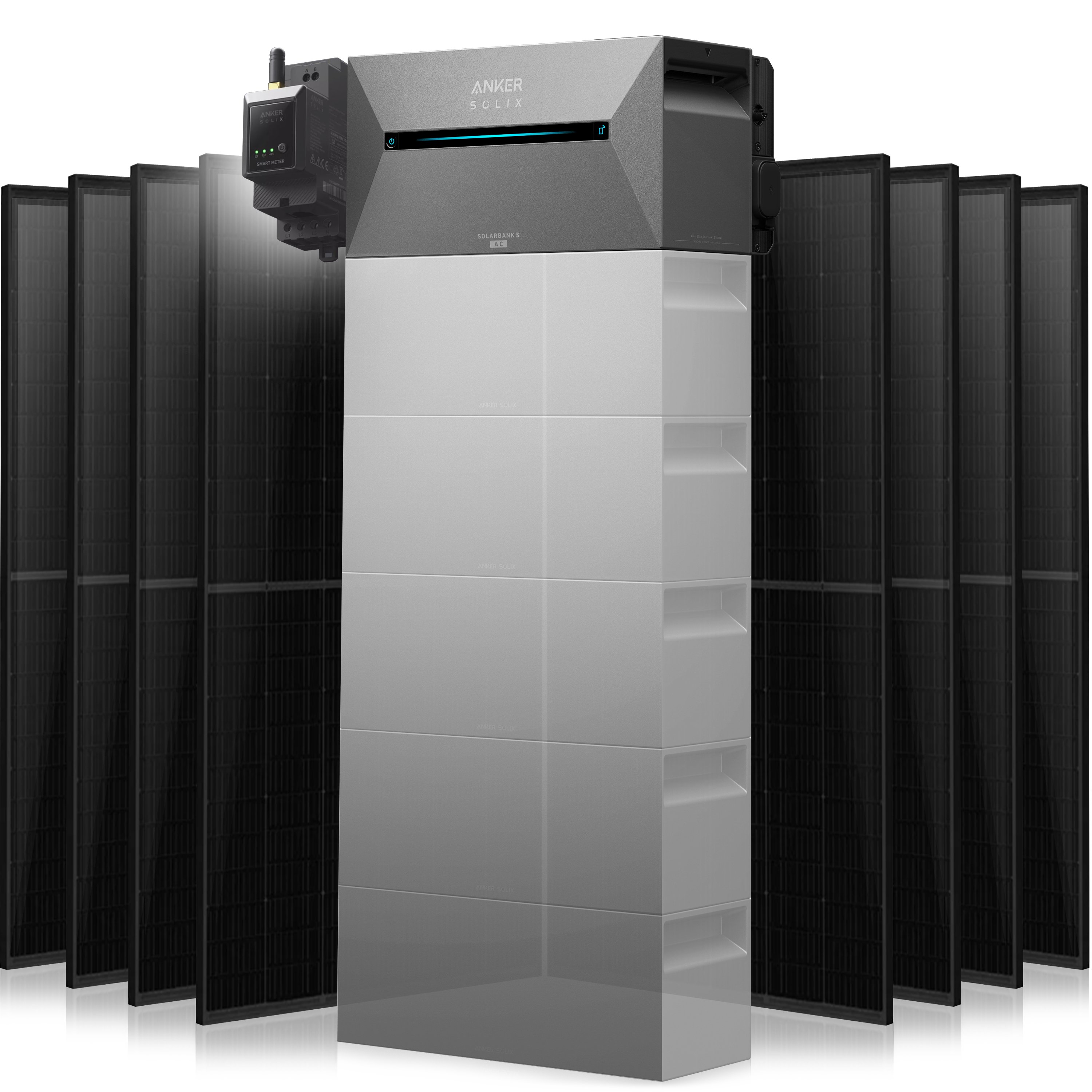 Anker Solix Solarbank 3 Pro Set 4000 Wp — 500 Wp (Full Black) / 8 Module / 2,7 kWh / mit Anker Smart Meter