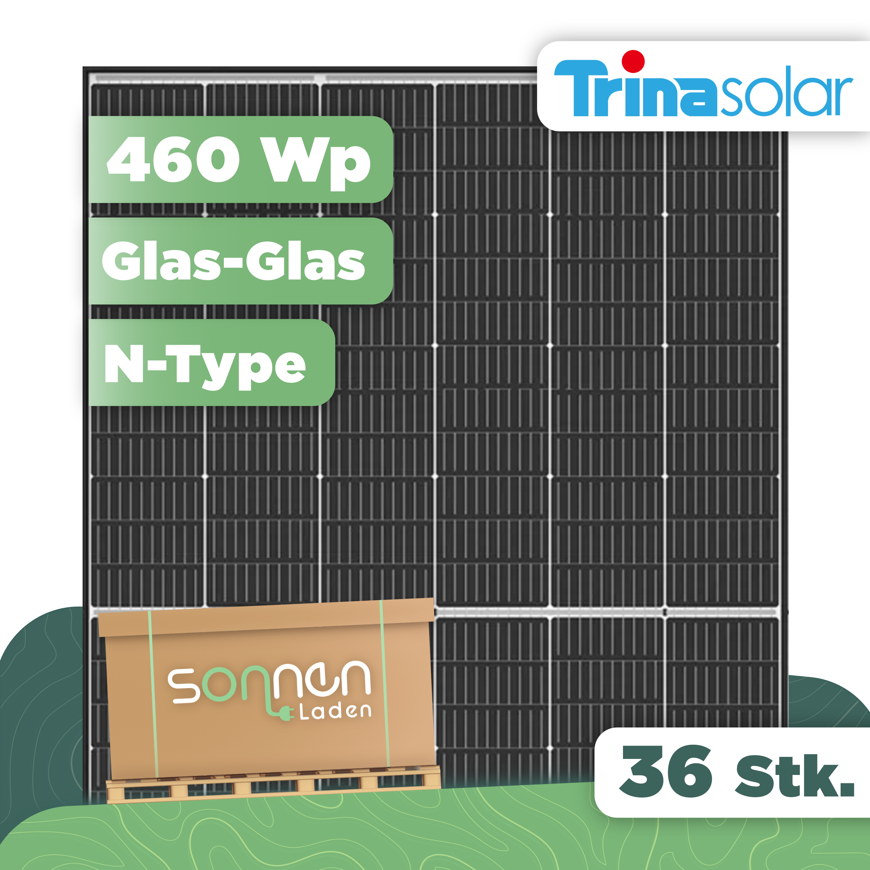 Trina Vertex S+ 460 Wp NEG9R.28 — Glas-Glas PV-Modul - 36 Stk (Palette)