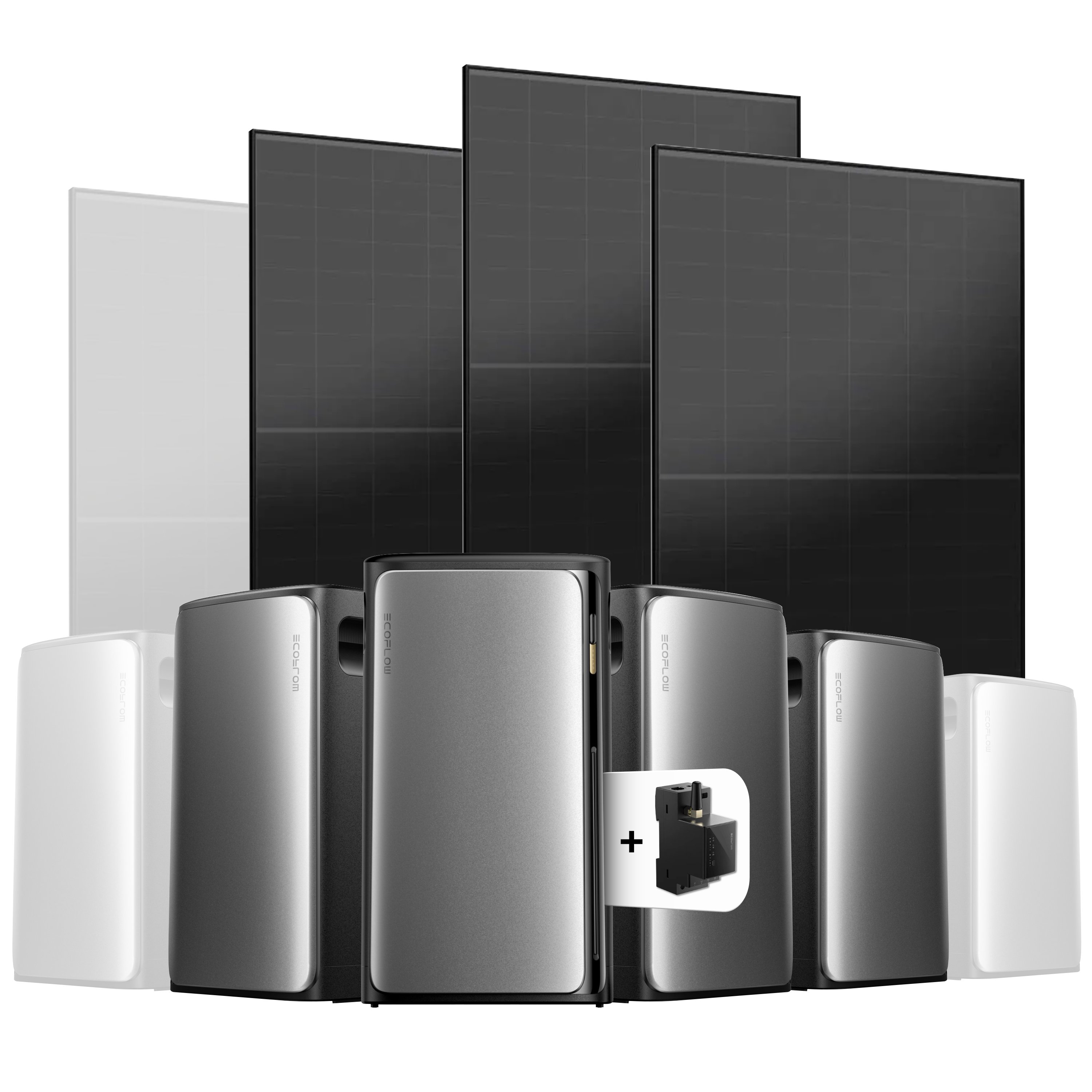 EcoFlow Stream Balkonkraftwerk Set 1500 Wp — Stream Ultra / 500 Wp (Full Black) / 3 Module / 7,68 kWh / mit EcoFlow Smart Meter