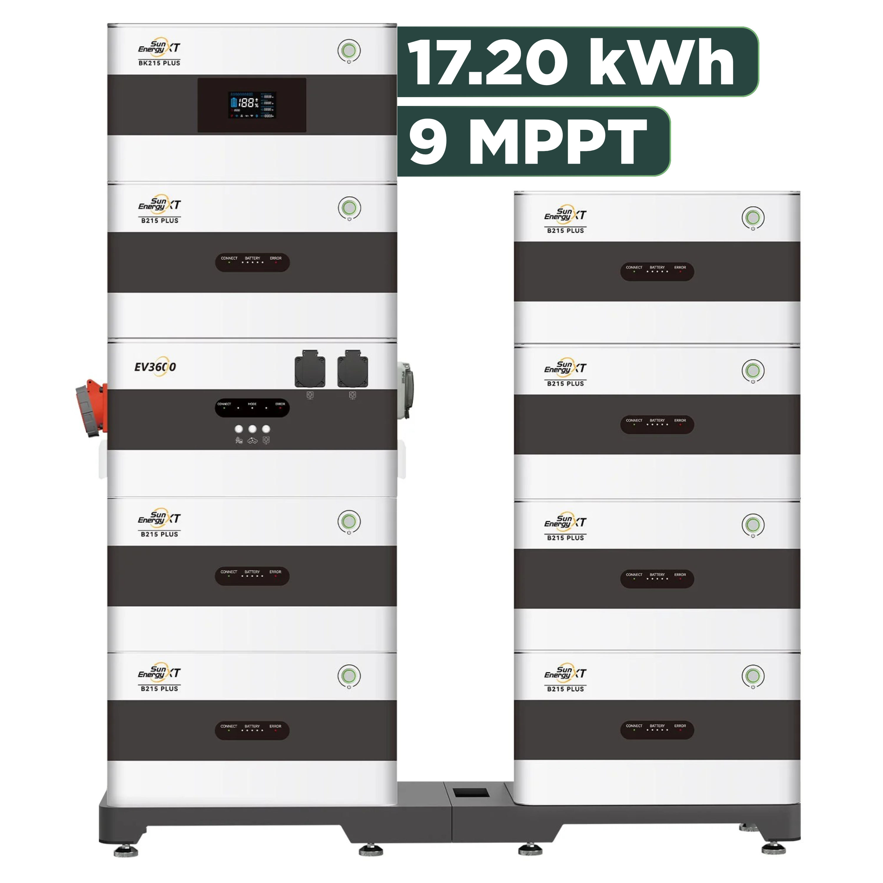 SunEnergyXT Plus (bis 17,2 kWh) Konfigurator 500 Wp — mit BK215 / 17,2 kWh / mit EV3600 / Solyco 500 Wp Bifazial / 18 Module