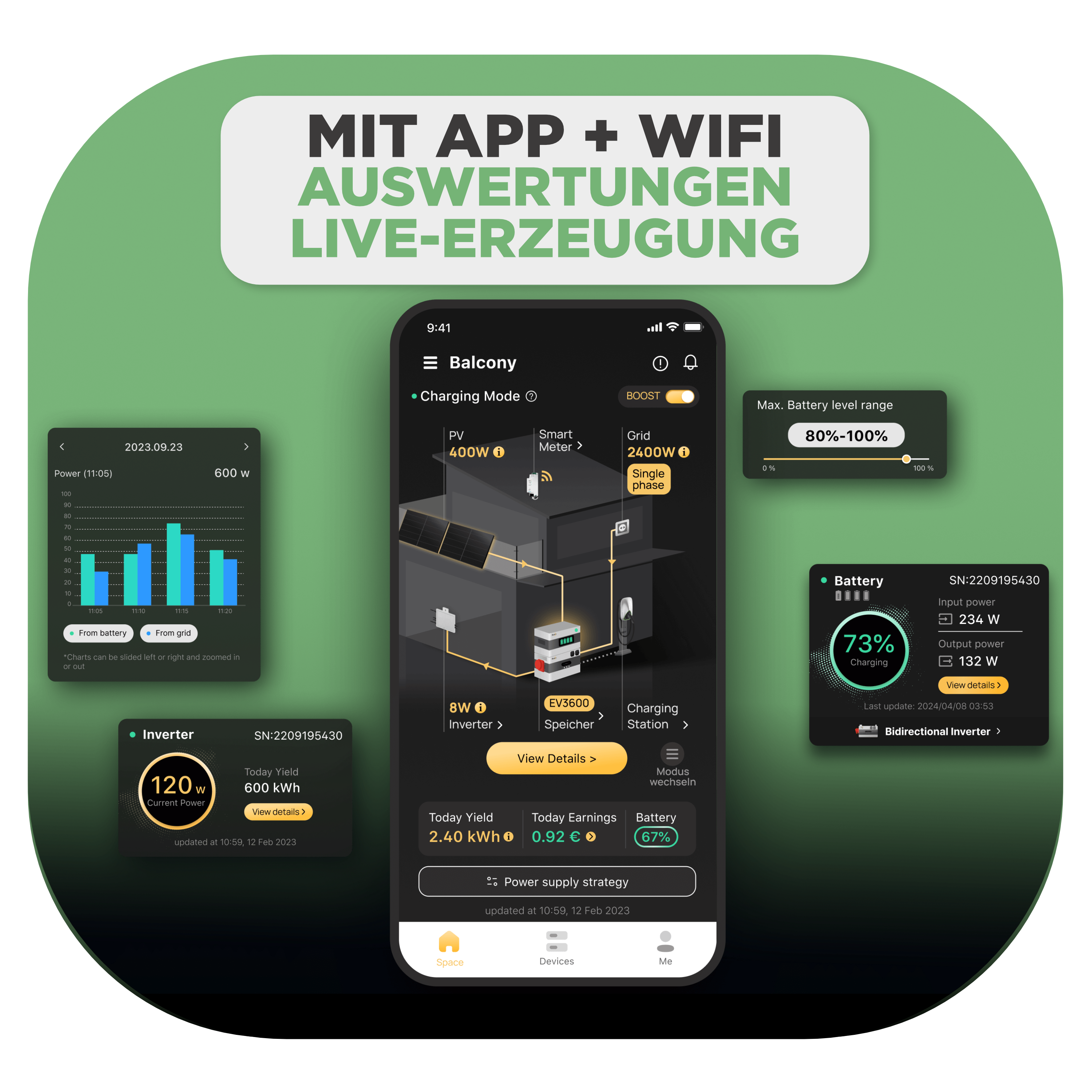 SunEnergyXT Speicherturm 8,6 kWh — Komplett-Set inkl. EV3600 Wechselrichter für Notstrom, Wallbox und dynamische Stromtarife