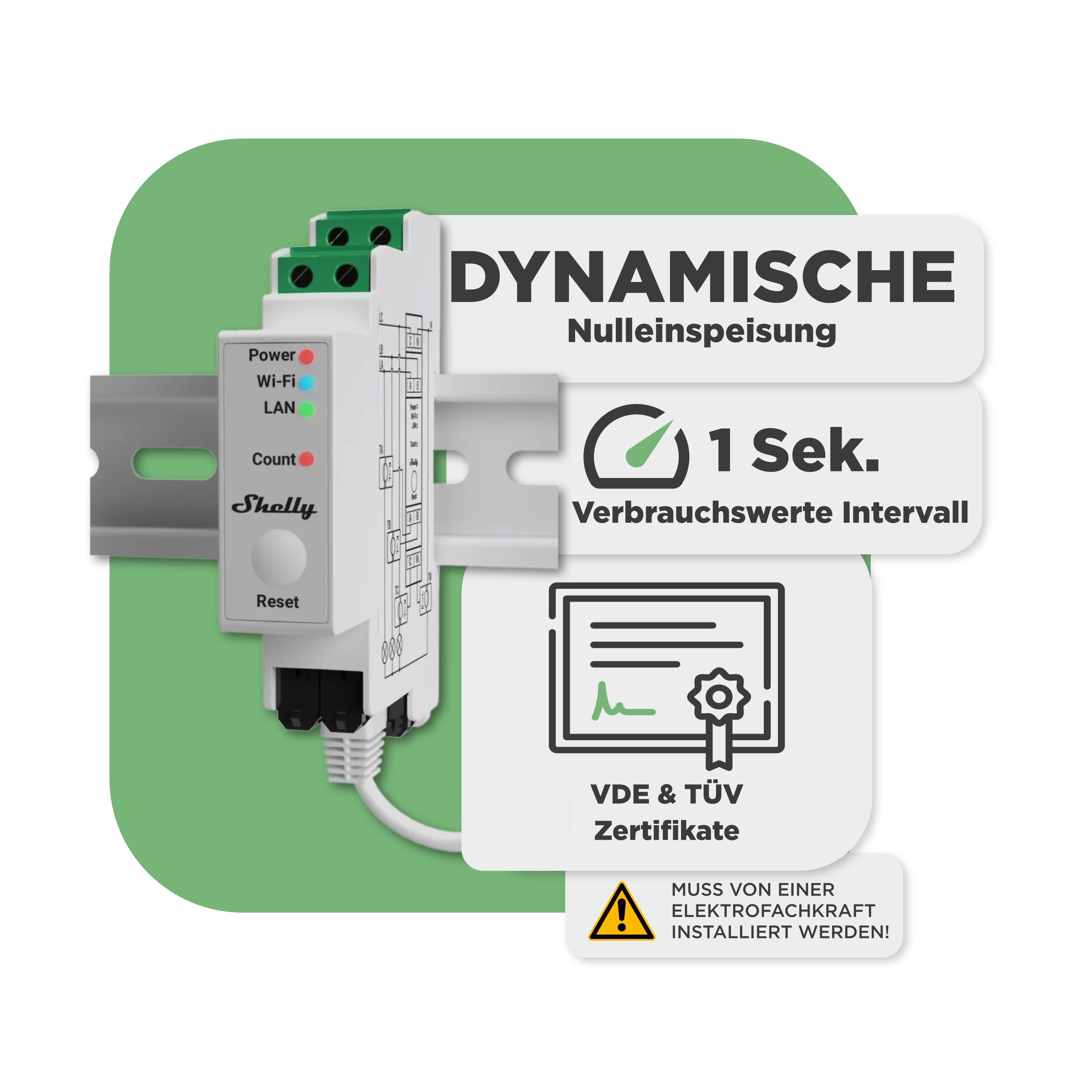 SunEnergyXT 500 Serie 4000 Wp — SunEnergyXT 500 Pro (2400 W) / 30 kWh / Shelly 3EM Pro / Solyco 500 Wp / 8 Module