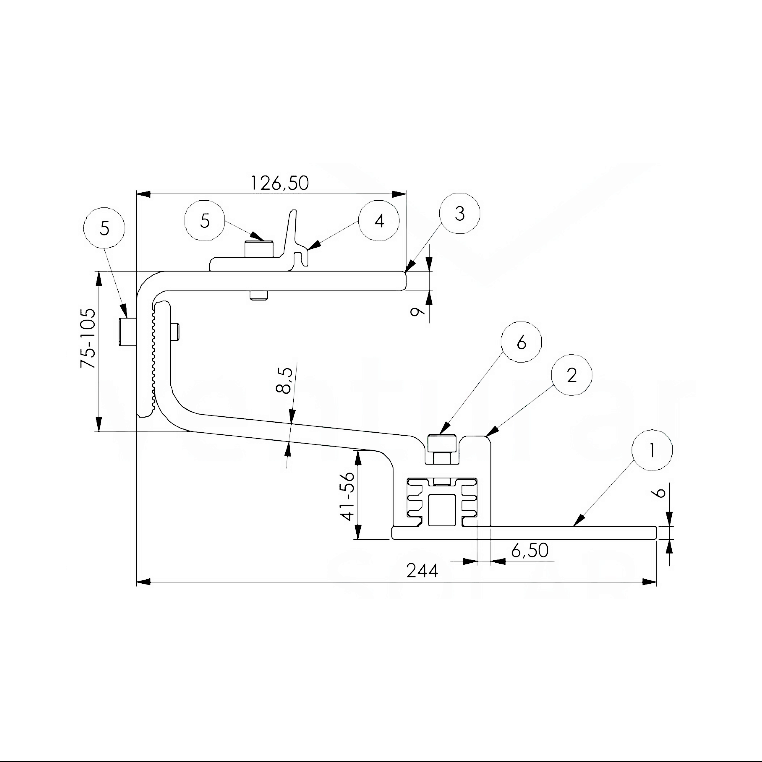 PV Dachhaken 3-fach verstellbar — Advanced, Aluminium EN-AW-6063 T66