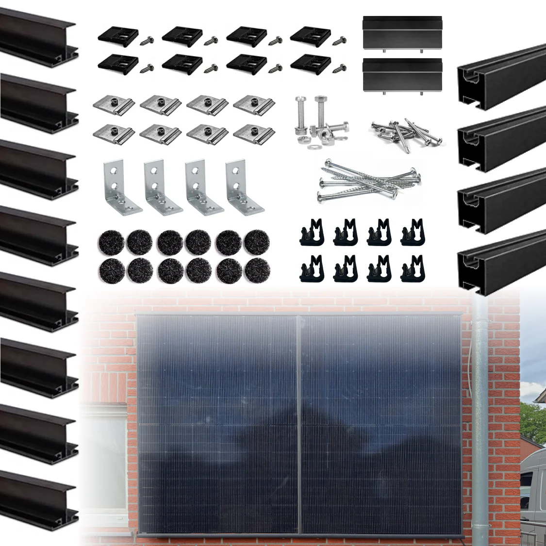 Wattstone WandPV Premium verdecktes Montagesystem vertikal Komplettset für 2 PV-Module