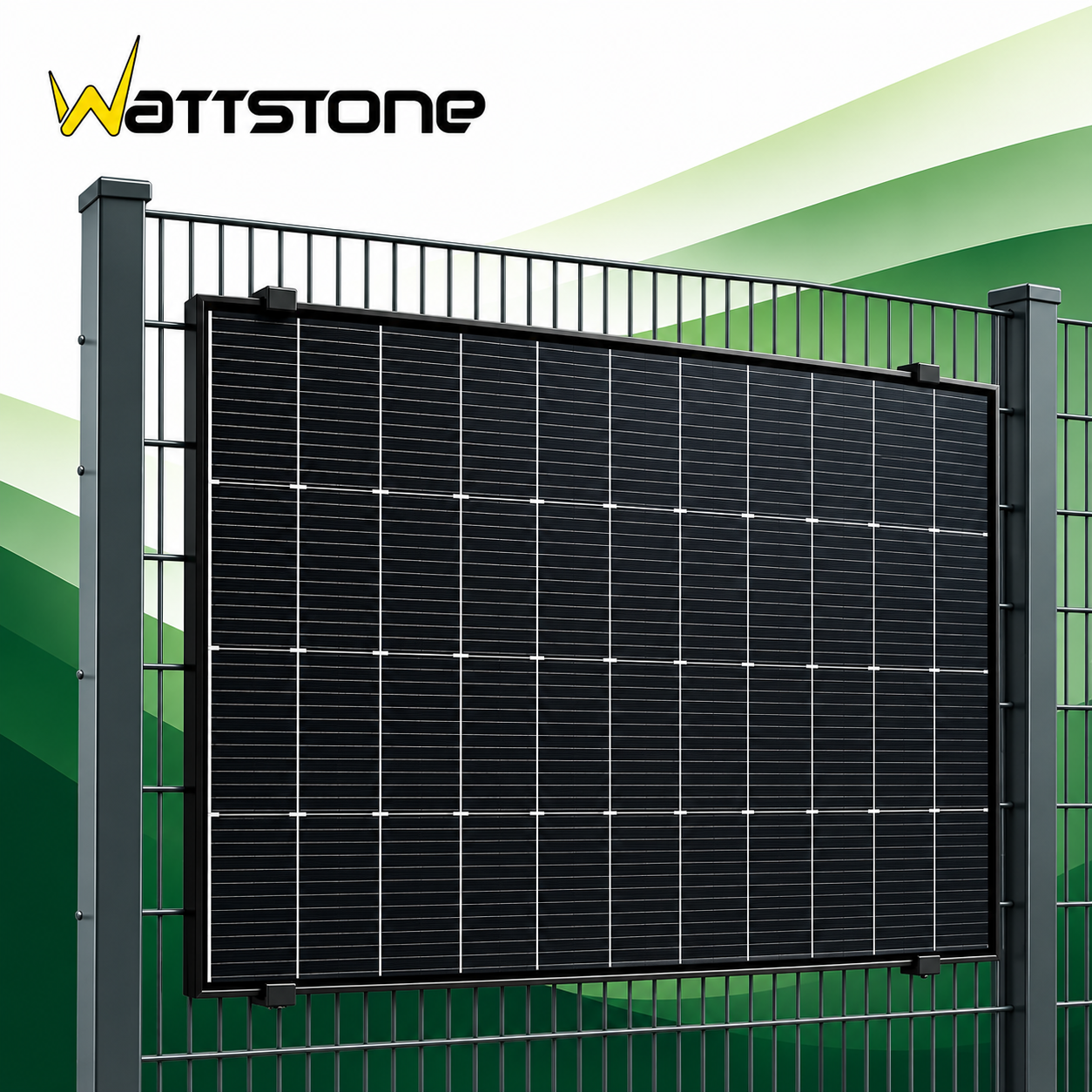Wattstone ZaunPV Flat — Montageset für PV-Modul am Doppelstabmattenzaun