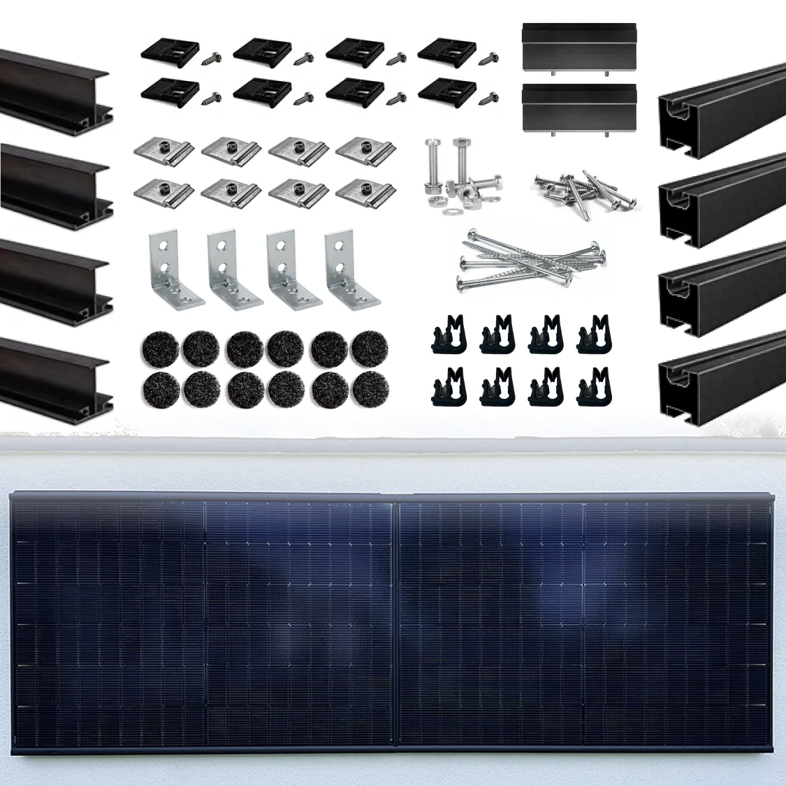 Wattstone WandPV Premium verdecktes Montagesystem horizontal Komplettset für 2 PV-Module