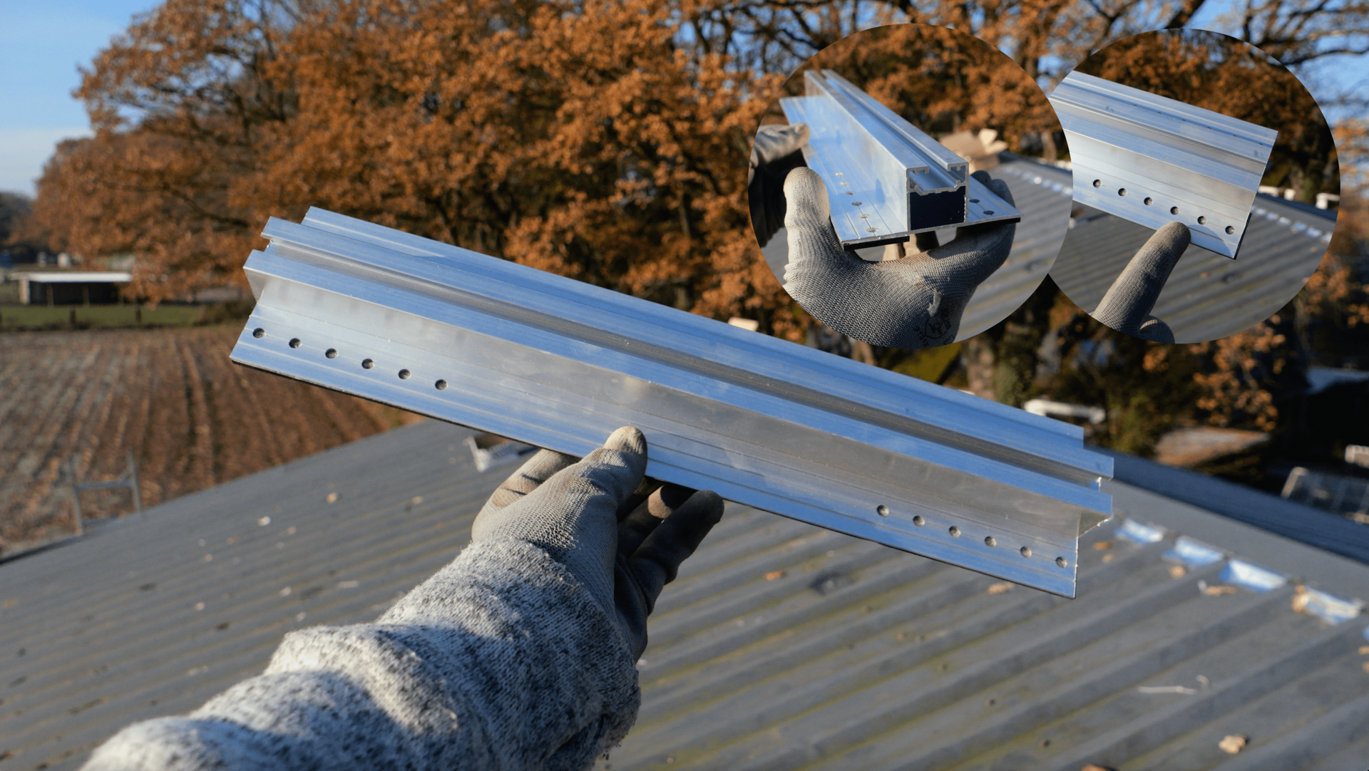 Montageschiene für Trapezblech — mit Lochbild und EPDM (400x90x30mm)