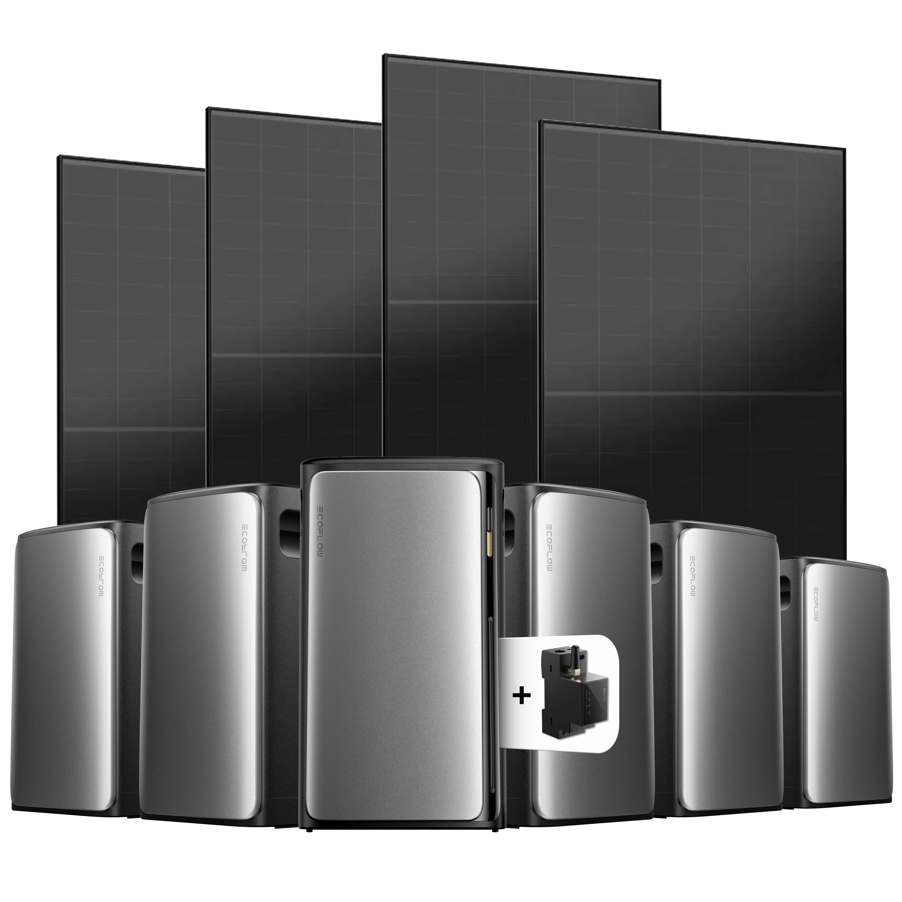 EcoFlow Stream Balkonkraftwerk Set 2000 Wp — Stream Ultra / 500 Wp (Full Black) / 4 Module / 11,52 kWh / mit EcoFlow Smart Meter