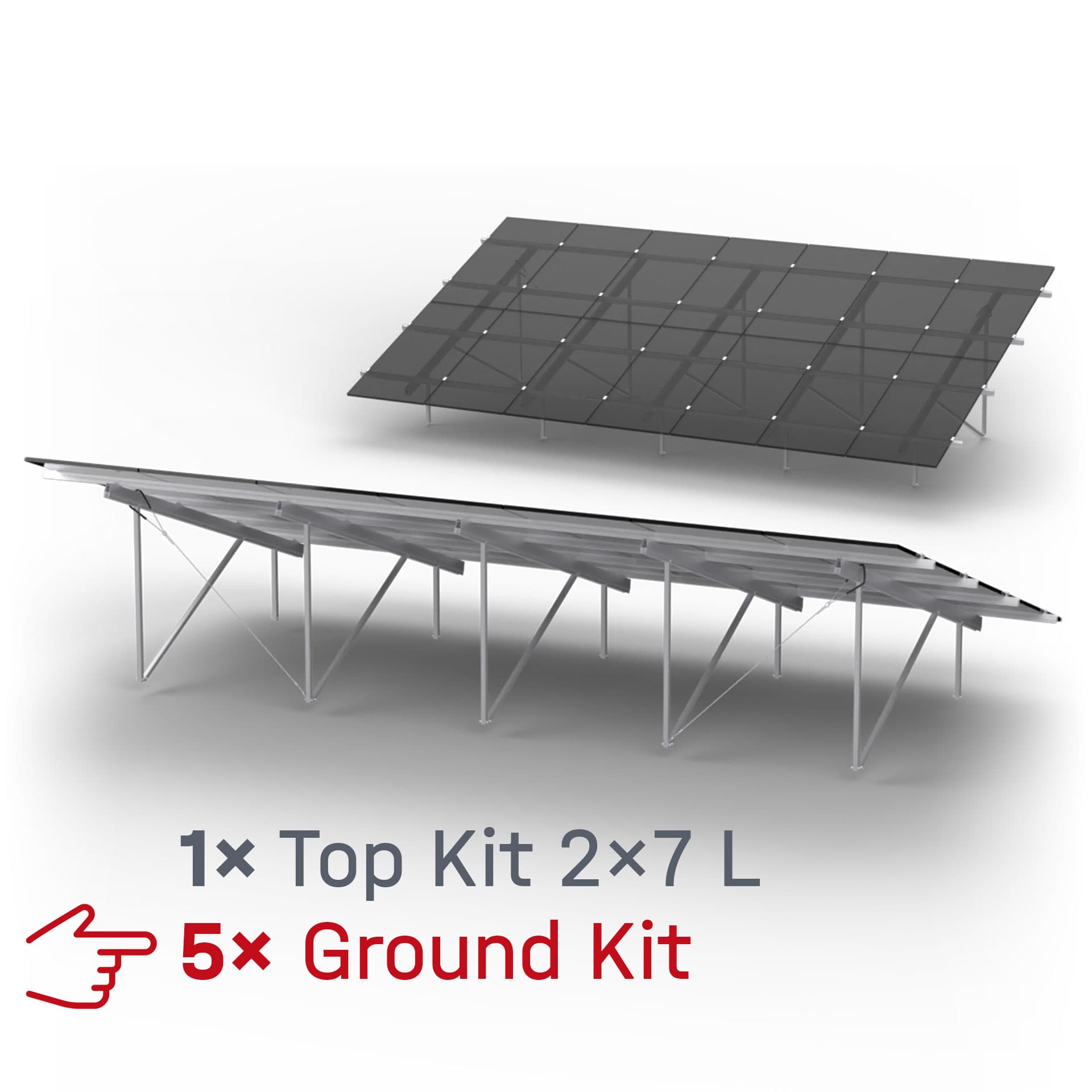 K2 Systems - N-Rack Top Kit 2x7 L — Freiflächenprojekte, 2x7 Module > 1905 mm (2004924)