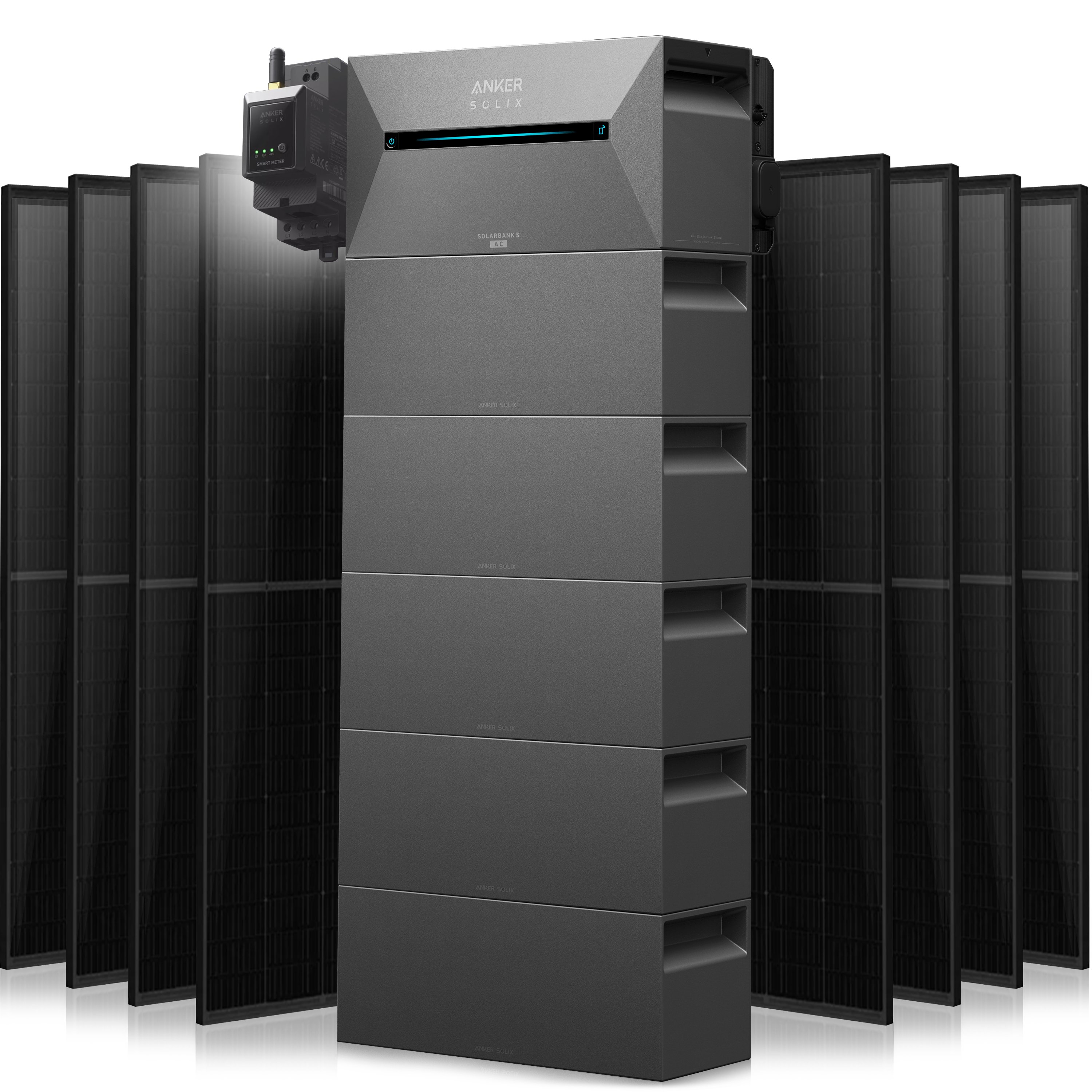Anker Solix Solarbank 3 Pro Set 4000 Wp — 500 Wp (Full Black) / 8 Module / 16,1 kWh / mit Anker Smart Meter