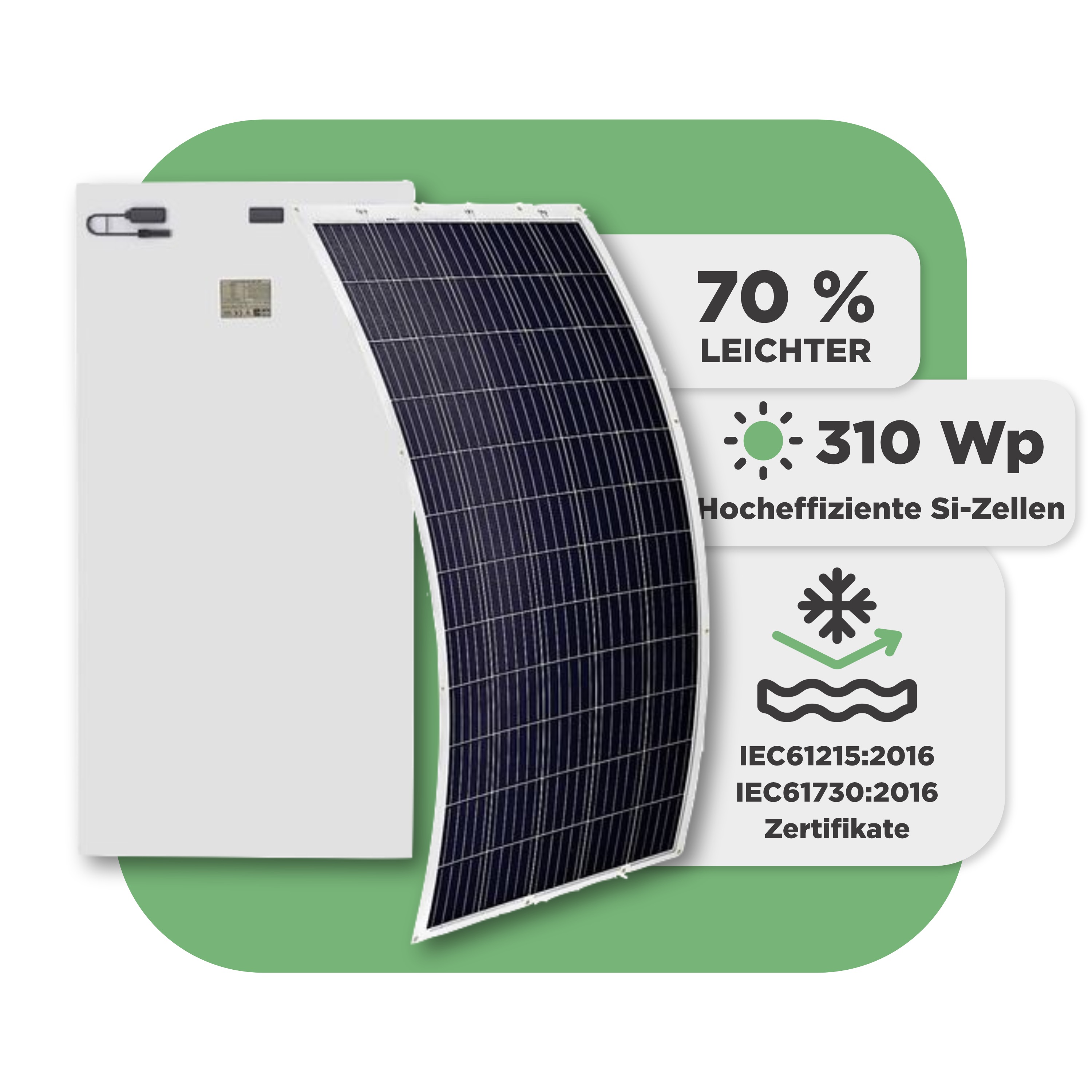 Balkonkraftwerk mit Ultraleicht-Modulen 1240 Wp — APsystems EZ1-M 800 W / Sunman / 310 Wp (89 cm x 201 cm) / 4 Module / 10 m