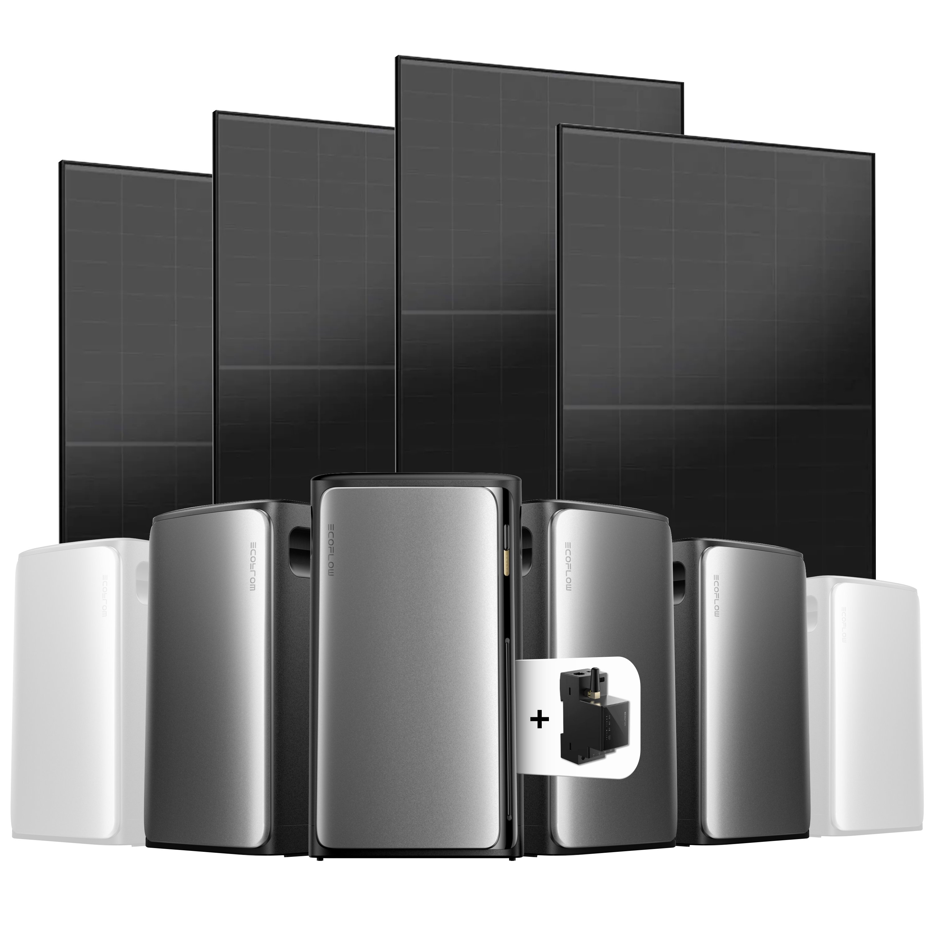EcoFlow Stream Balkonkraftwerk Set 2000 Wp — Stream Ultra / 500 Wp (Full Black) / 4 Module / 7,68 kWh / mit EcoFlow Smart Meter