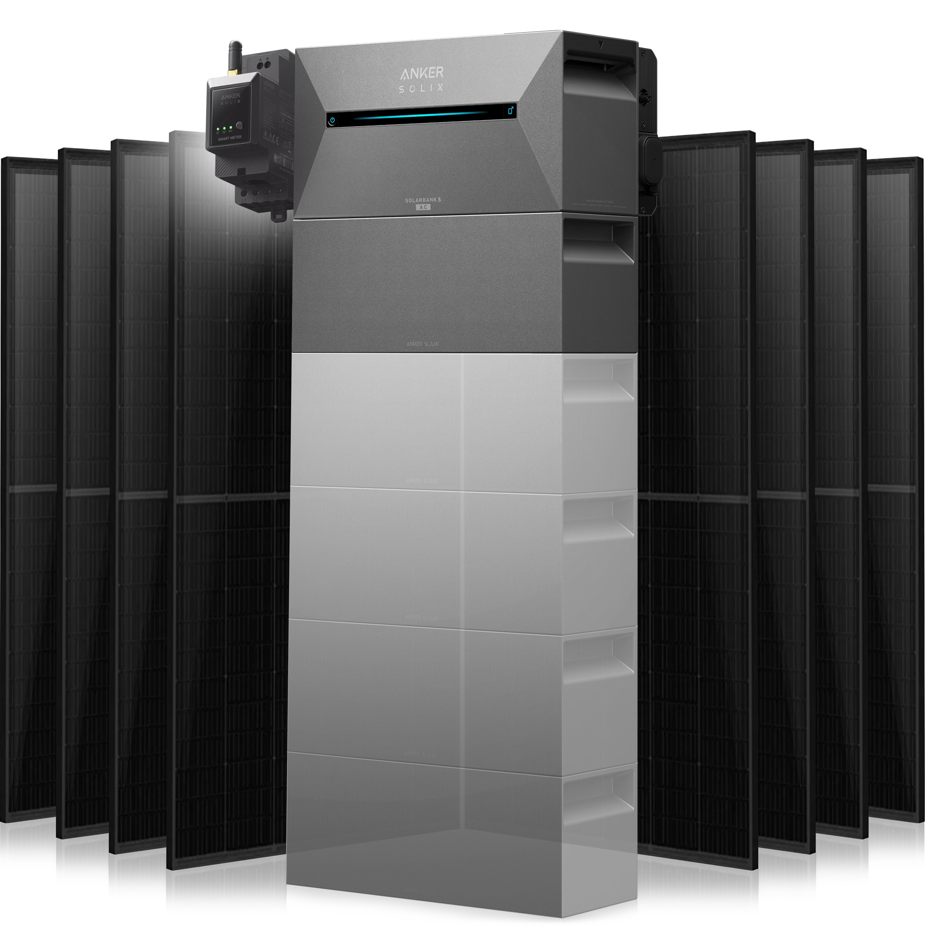 Anker Solix Solarbank 3 Pro Set 4000 Wp — 500 Wp (Full Black) / 8 Module / 5,4 kWh / mit Anker Smart Meter