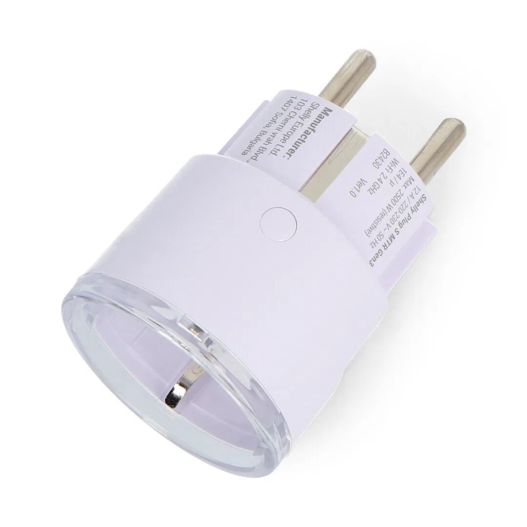 Shelly Plug S Gen3 – Smarter, WLAN / Bluetooth und Matter-kompatibler Stecker mit Leistungsmessung (weiß)