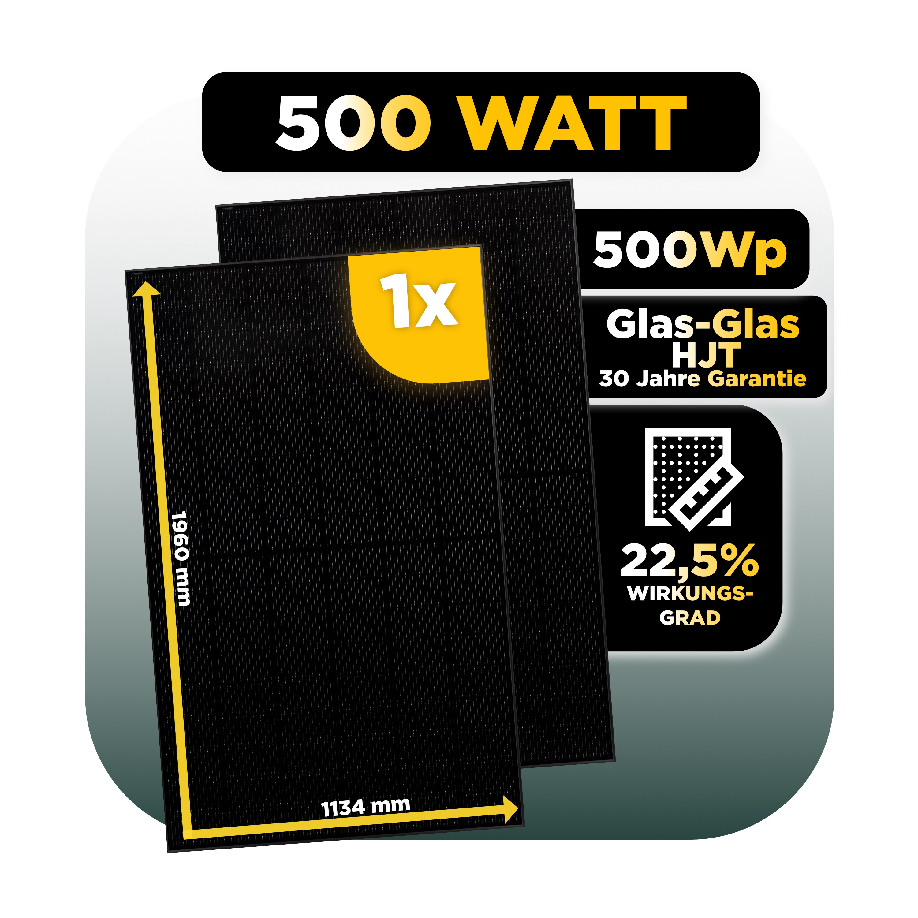Balkonkraftwerk Set 500 Wp — Anker Solarbank 3 Pro / 13,5 kWh / Solyco 500 Wp Glas-Glas Fullblack-Modul Bifazial / 1 Modul / Schuko Stecker / 3 m