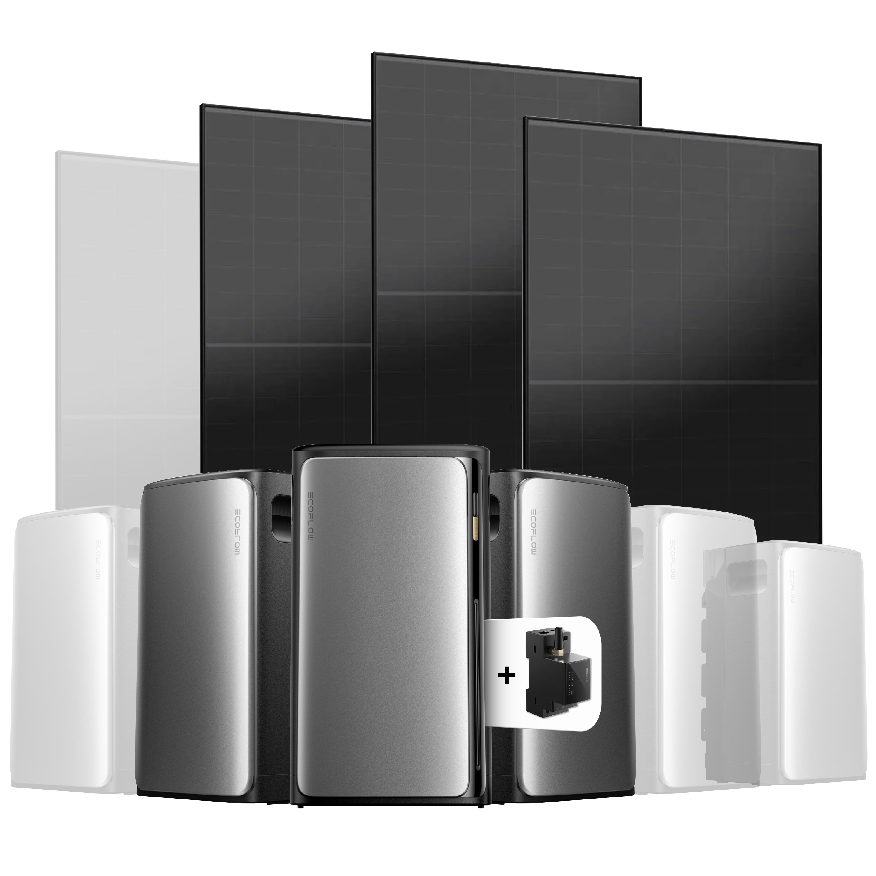 EcoFlow Stream Balkonkraftwerk Set 1500 Wp — Stream Ultra / 500 Wp (Full Black) / 3 Module / 5,76 kWh / mit EcoFlow Smart Meter