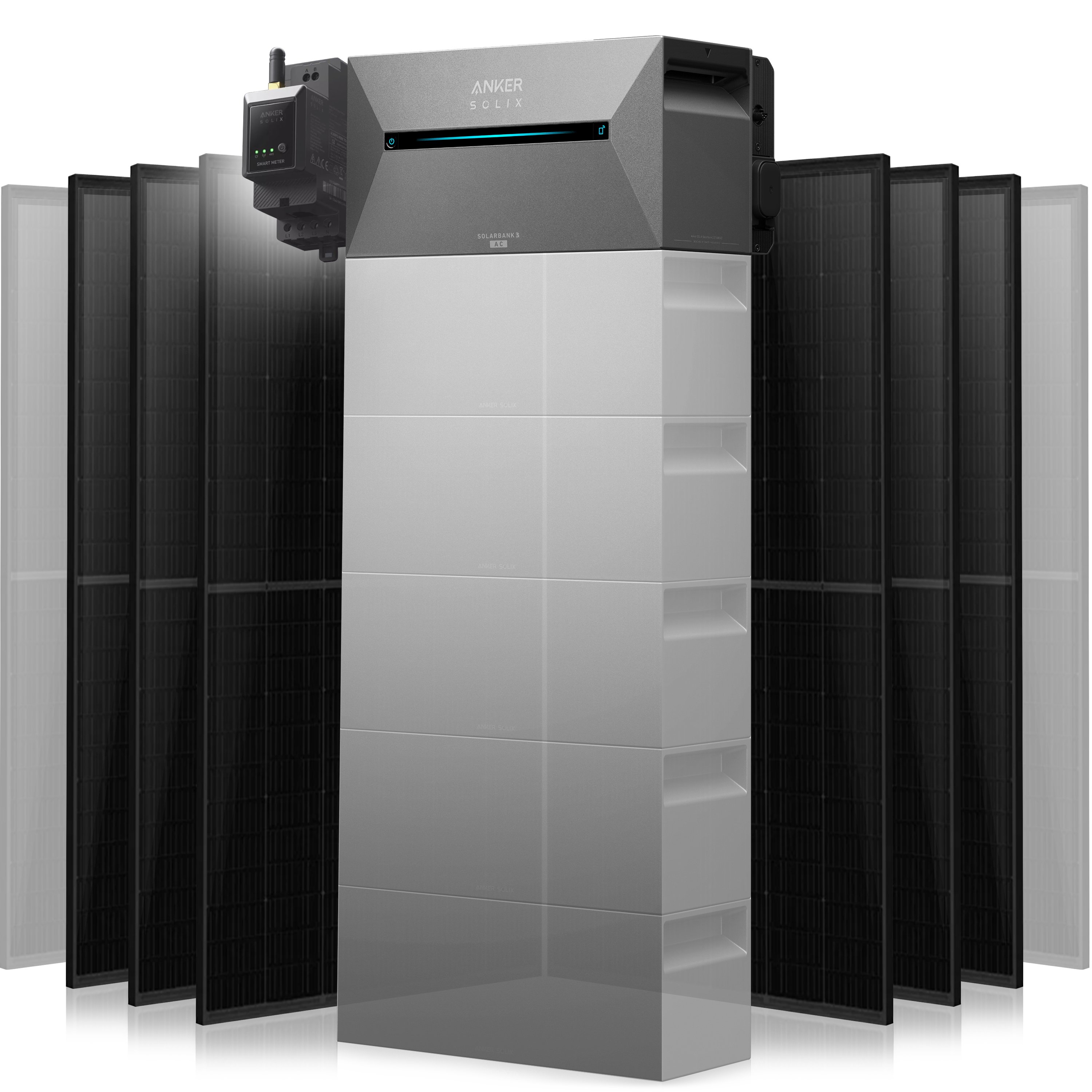 Anker Solix Solarbank 3 Pro Set 3000 Wp — 500 Wp (Full Black) / 6 Module / 2,7 kWh / mit Anker Smart Meter
