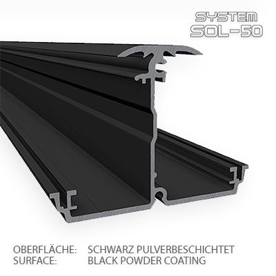 Verschnitt SOL-50 L-Horizontalprofil 1,5m - 2m schwarz Premium