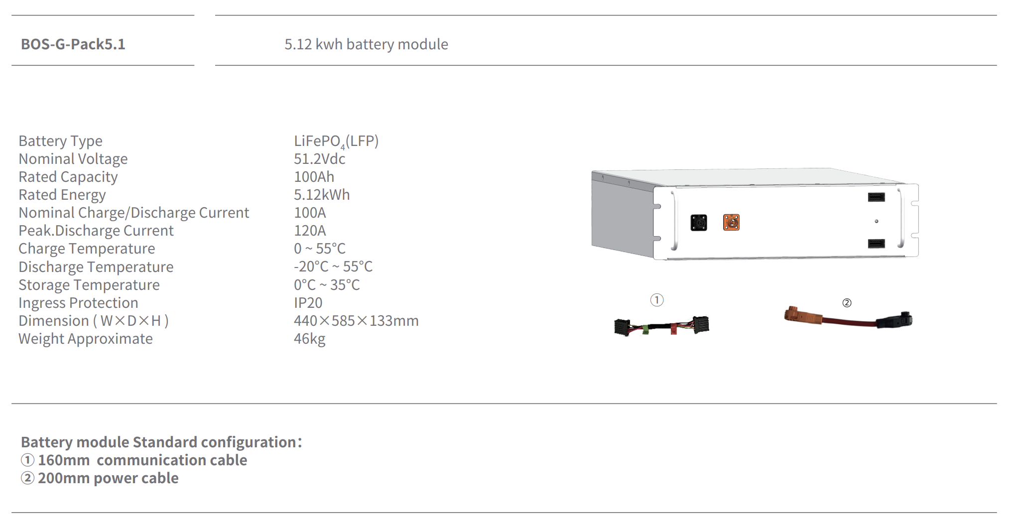 Deye BOS-G Pro — 5,1 kWh Batteriespeicher LiFePO4 HV