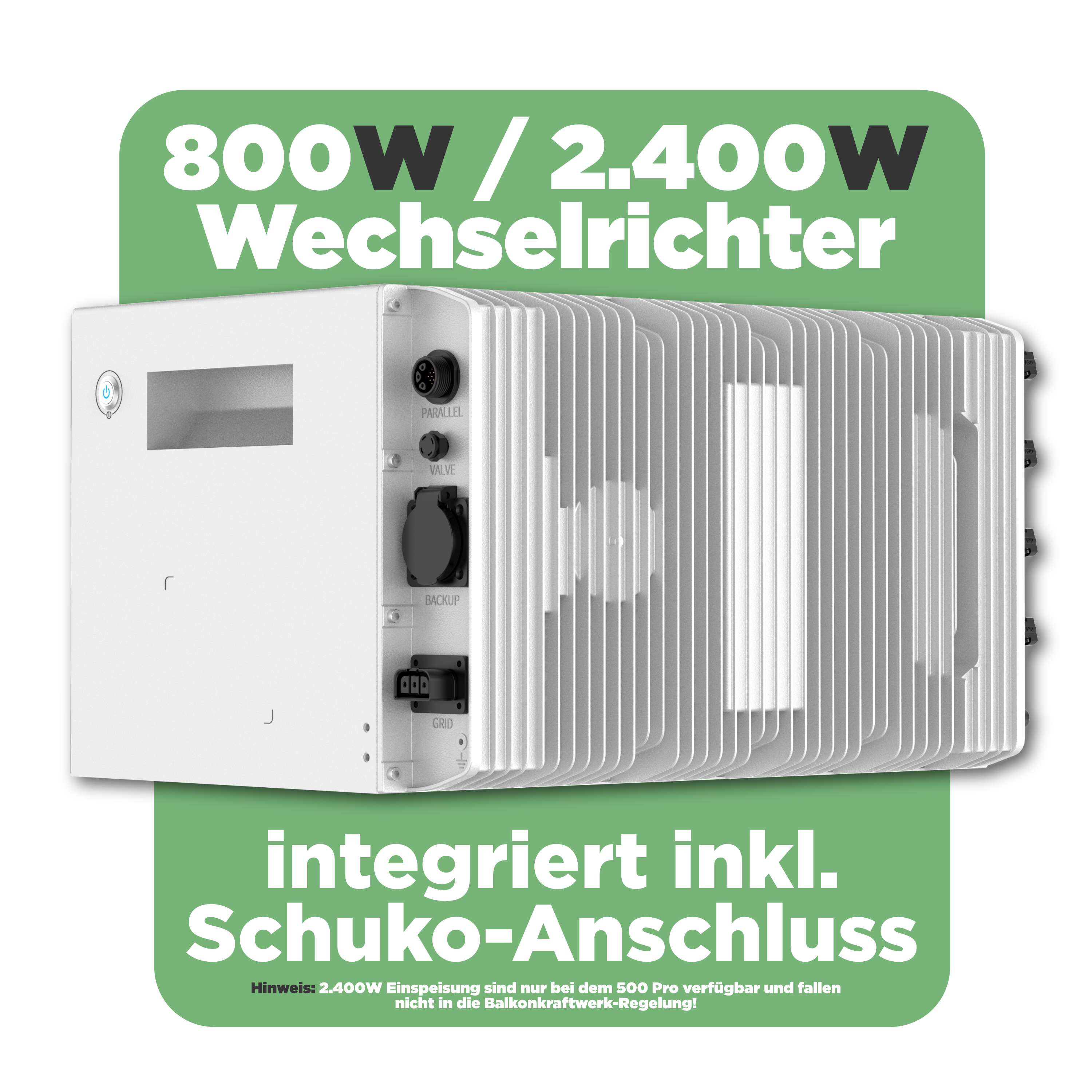 SunEnergyXT 500 PRO — 5 kWh Balkonkraftwerk Speicher mit 2.400W Wechselrichter, 4 MPPT & Notstromfunktion (LiFePO4, erweiterbar auf 30 kWh)