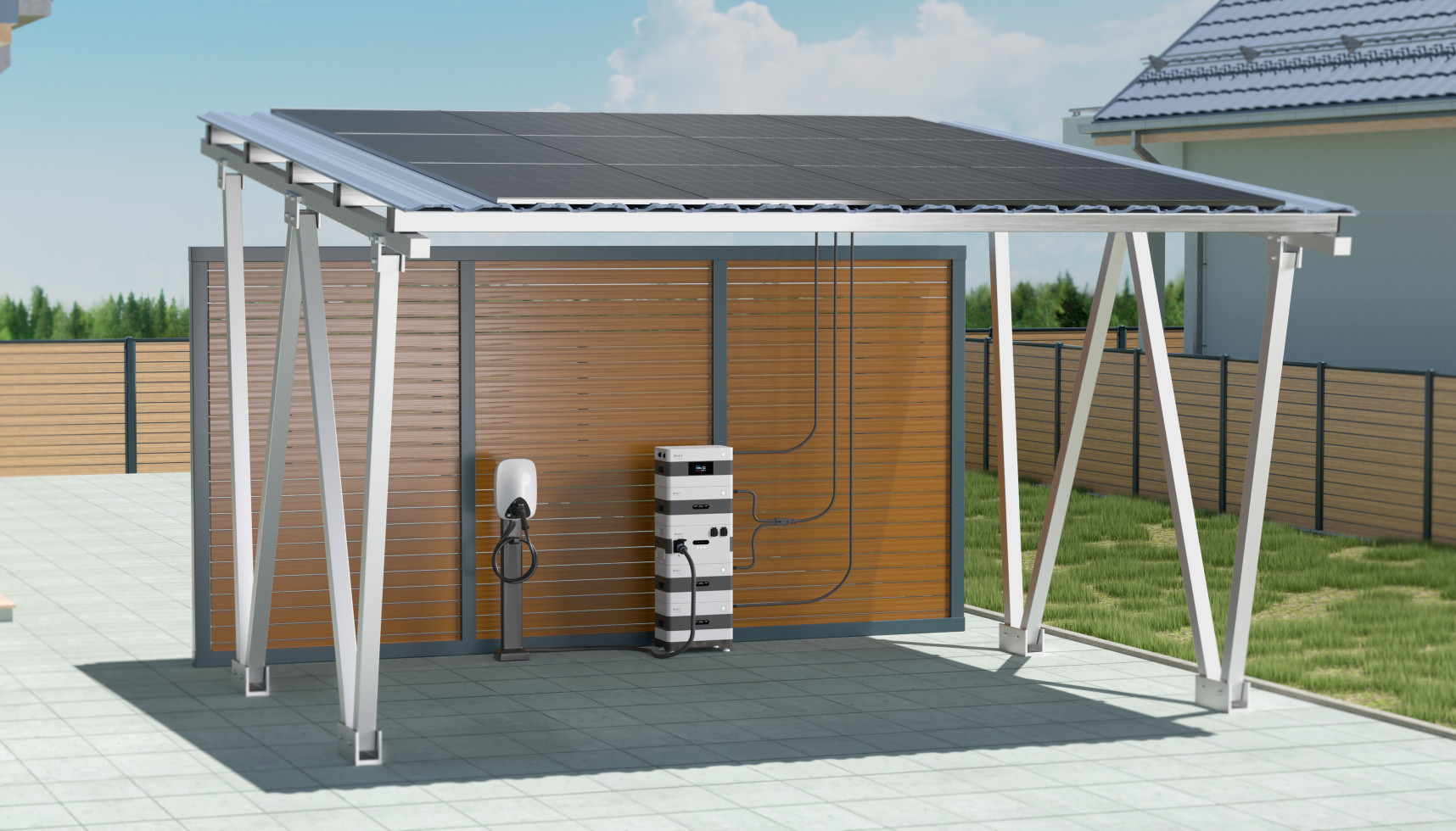SunLit Twin Solar Carport — 5,16 kWp / 8,6 kWh Speicher / 11 kW Wallbox