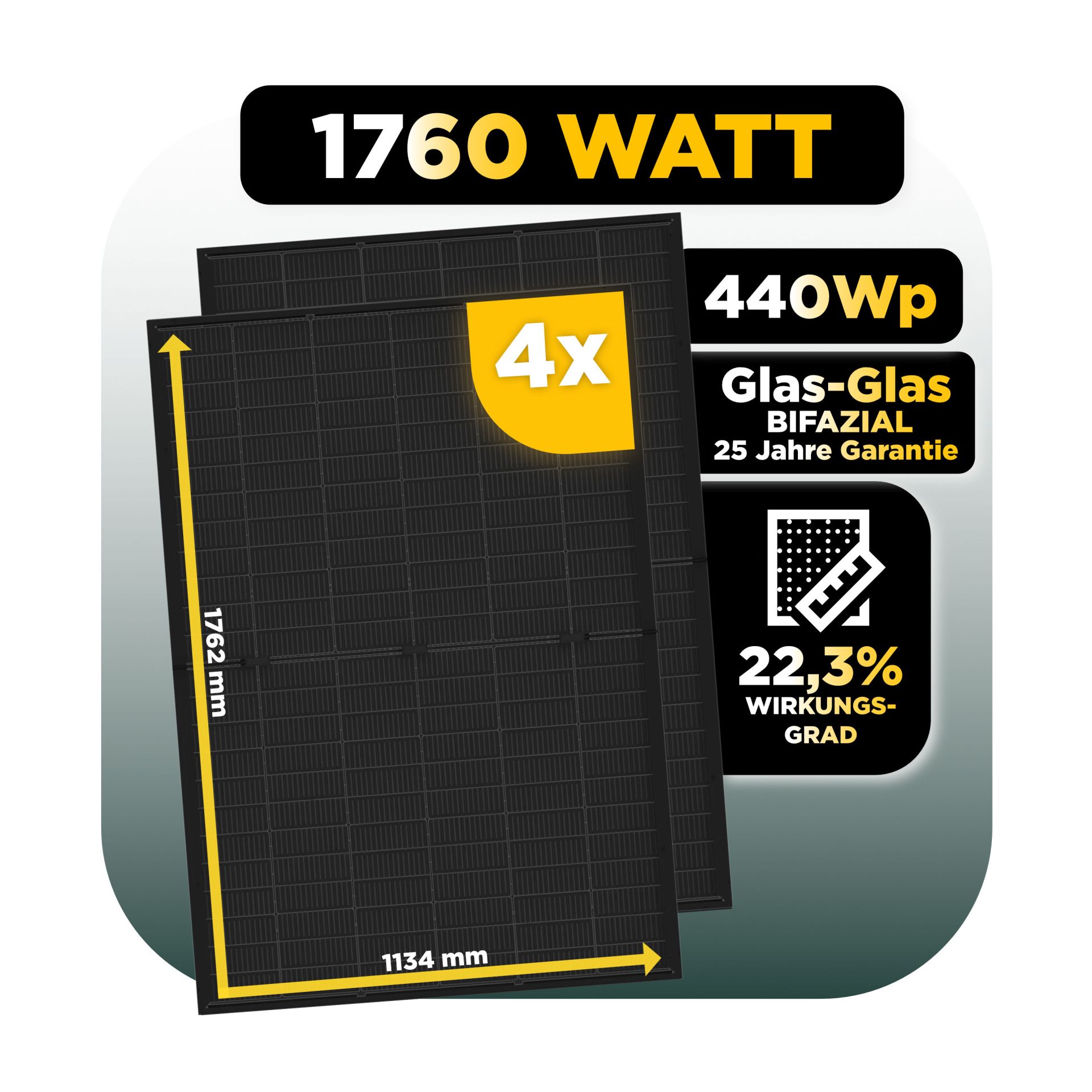 Balkonkraftwerk Basic Set 1760 Wp — Trina 440 Wp Glas-Glas Bifazial ...